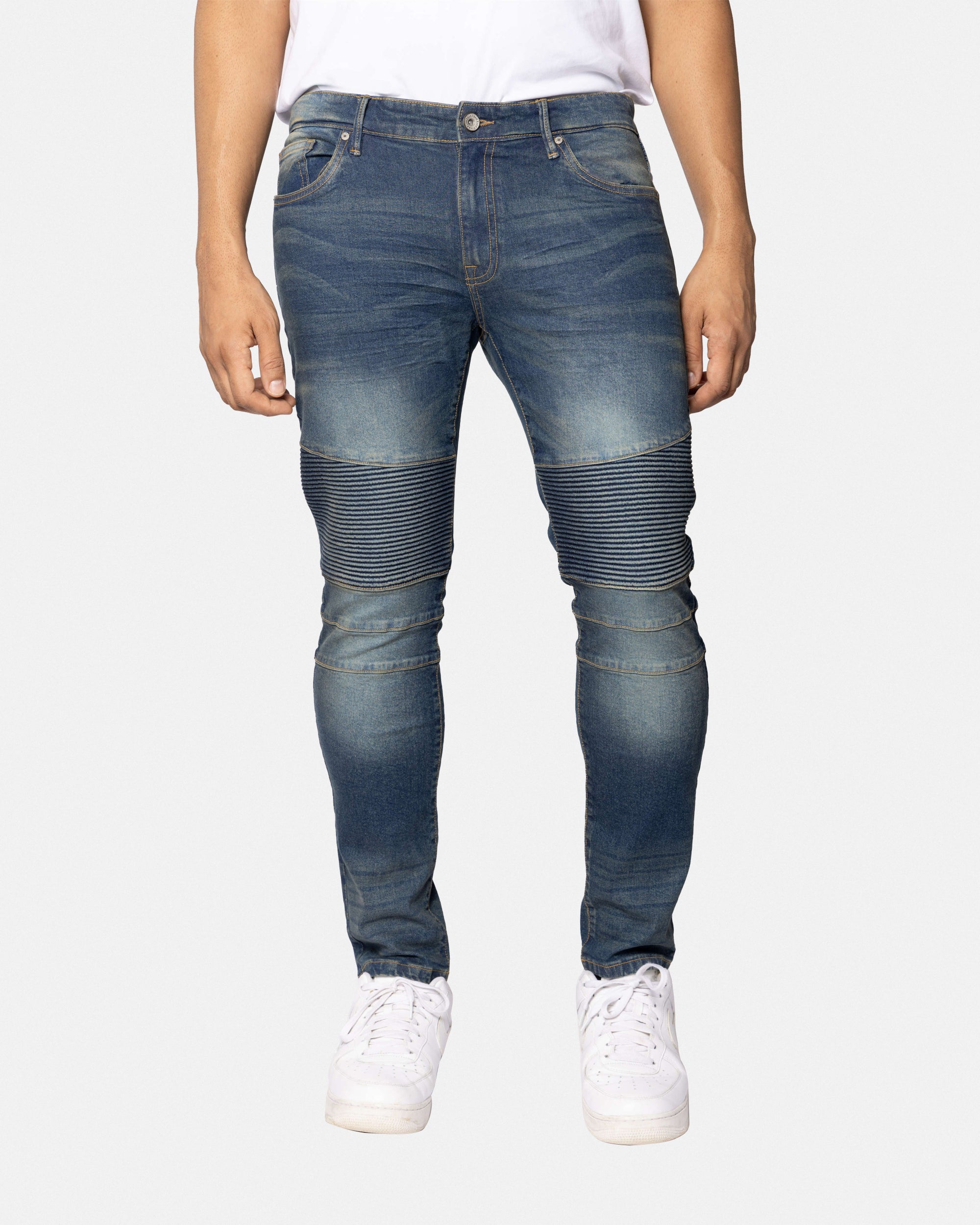 RAW X Men's Skinny Fit Flexible Moto Biker Jeans