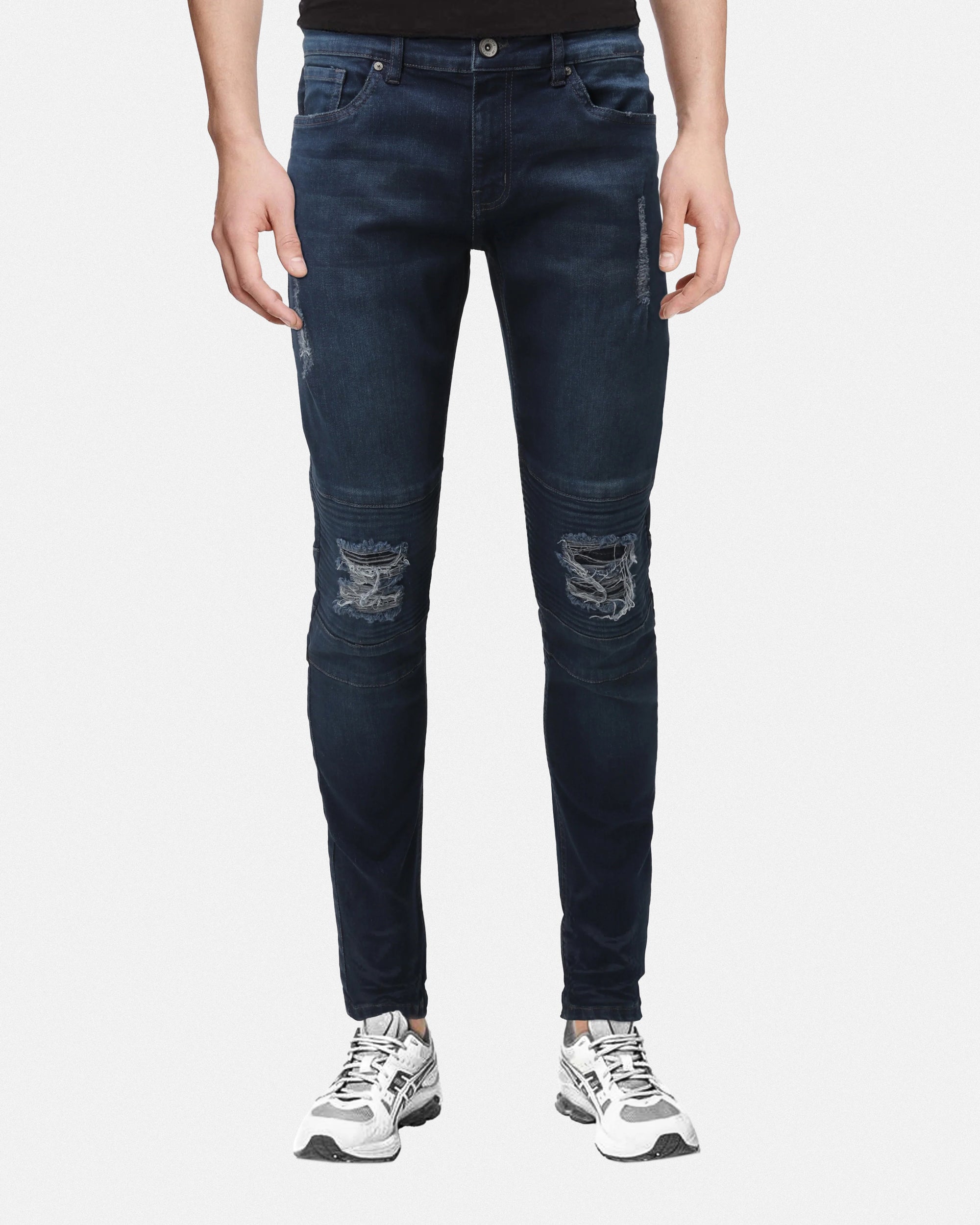 #RXP-99054 Skinny Fit Distressed Moto Jeans