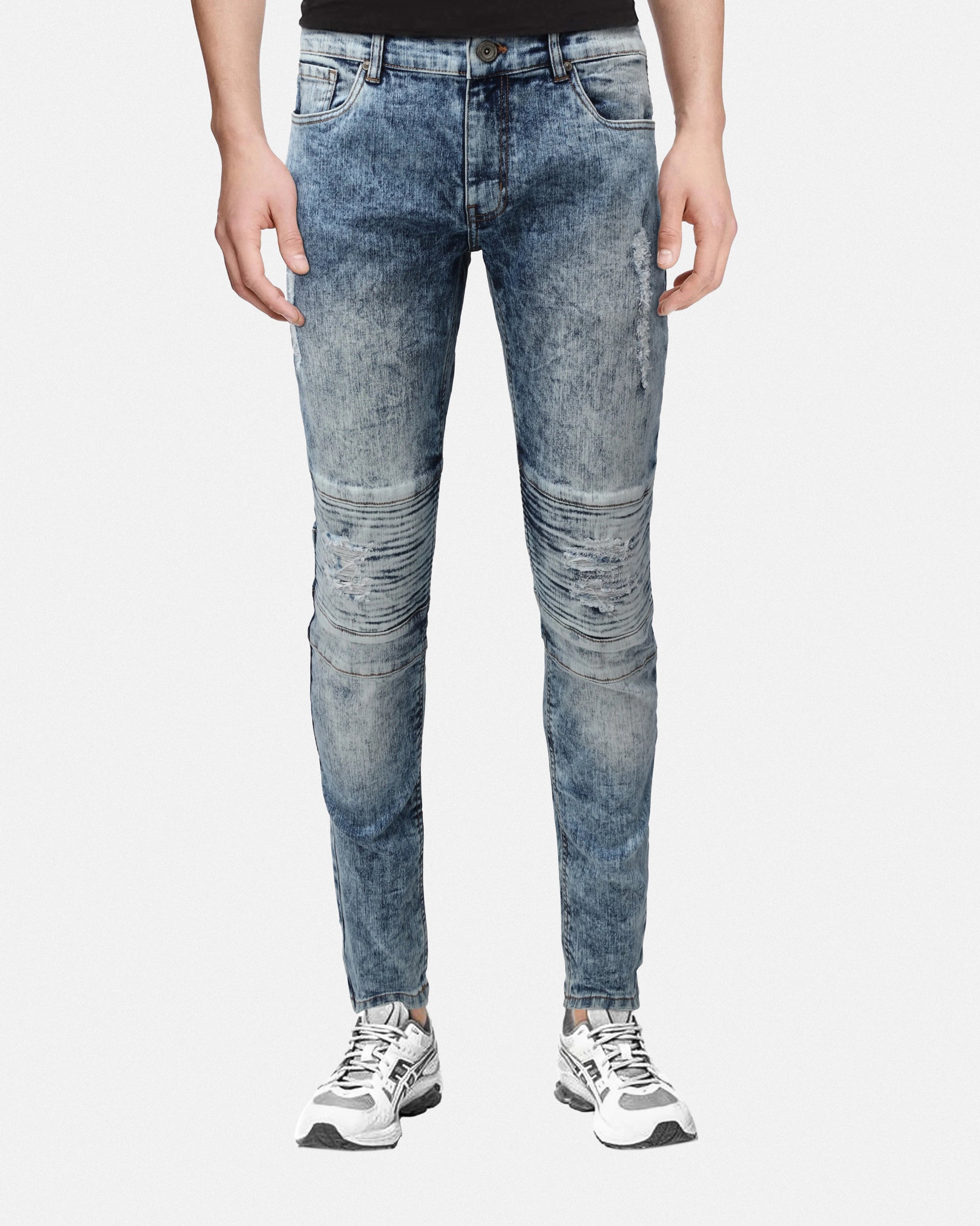 #RXP-99054 Skinny Fit Distressed Moto Jeans