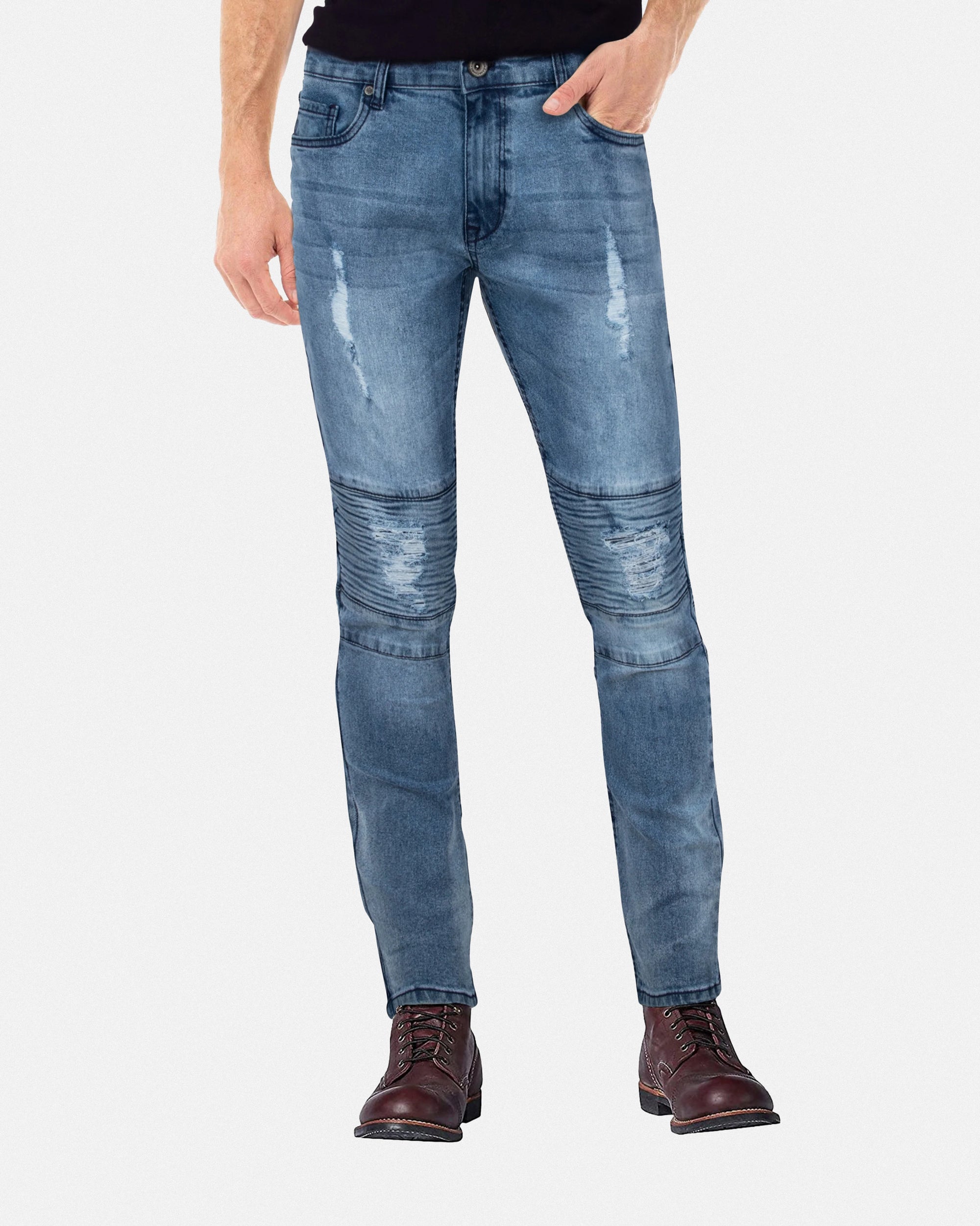 #RXP-99054 Skinny Fit Distressed Moto Jeans