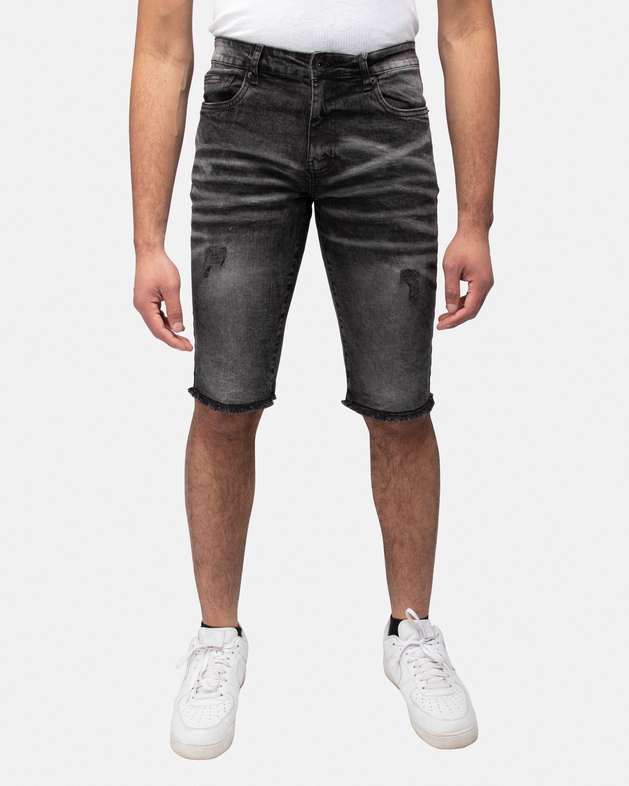 RAWX Men's Denim Shorts, Rips Distress Frayed Cut Off Slim Fit Jeans Short for Men