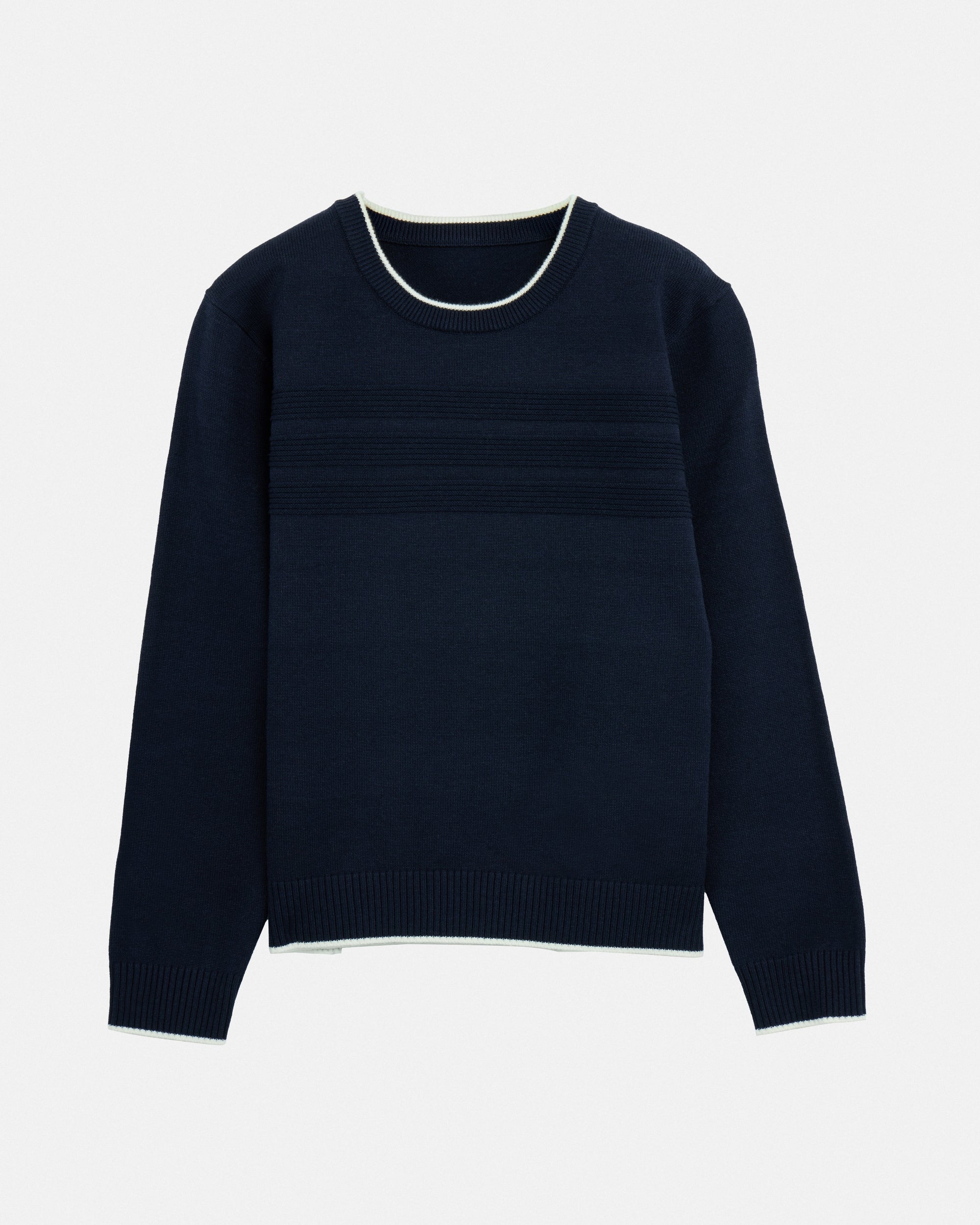 #RXSW3100390 Boy's Moto Ribbing Detail Crew Sweater