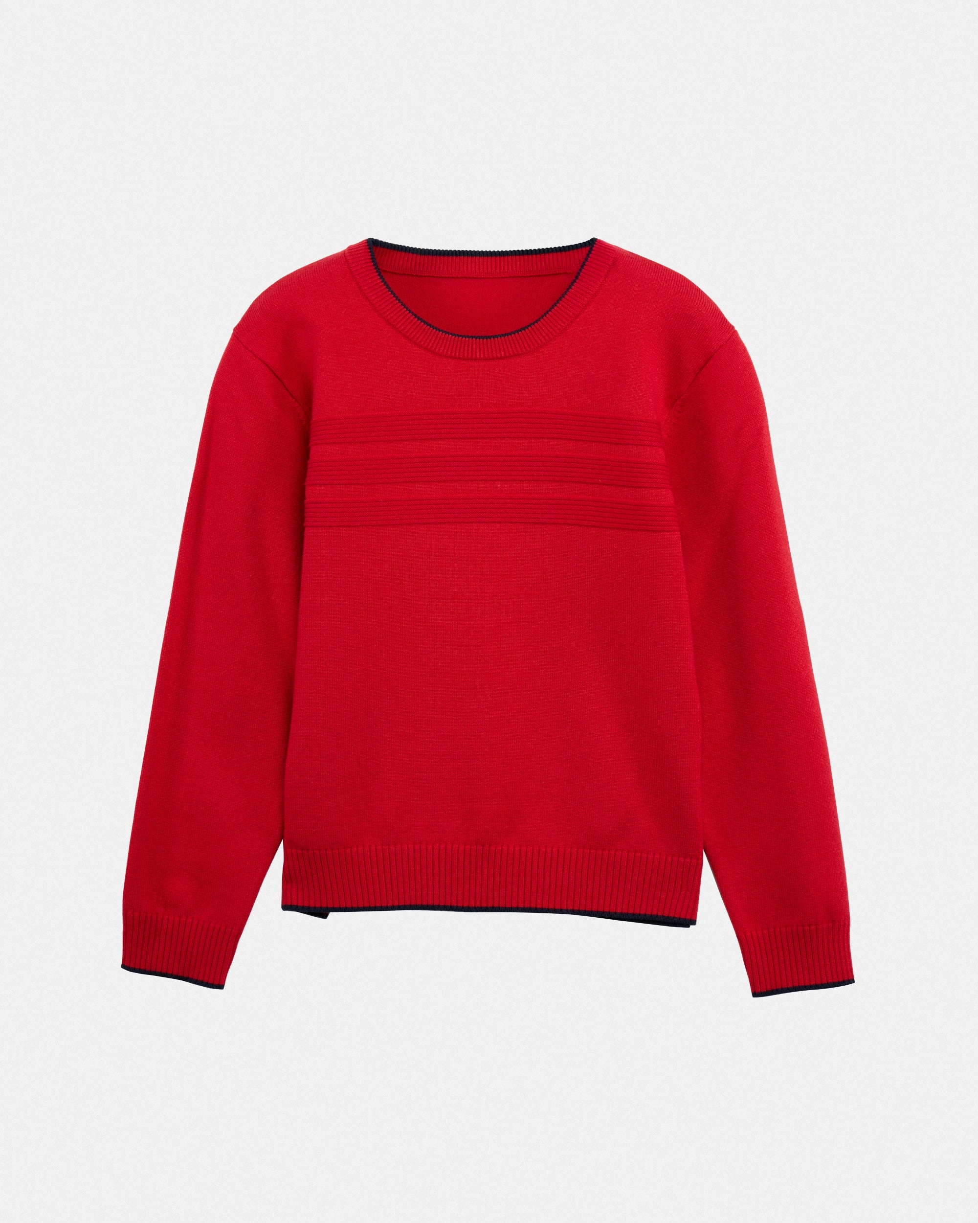 #RXSW3100390 Boy's Moto Ribbing Detail Crew Sweater