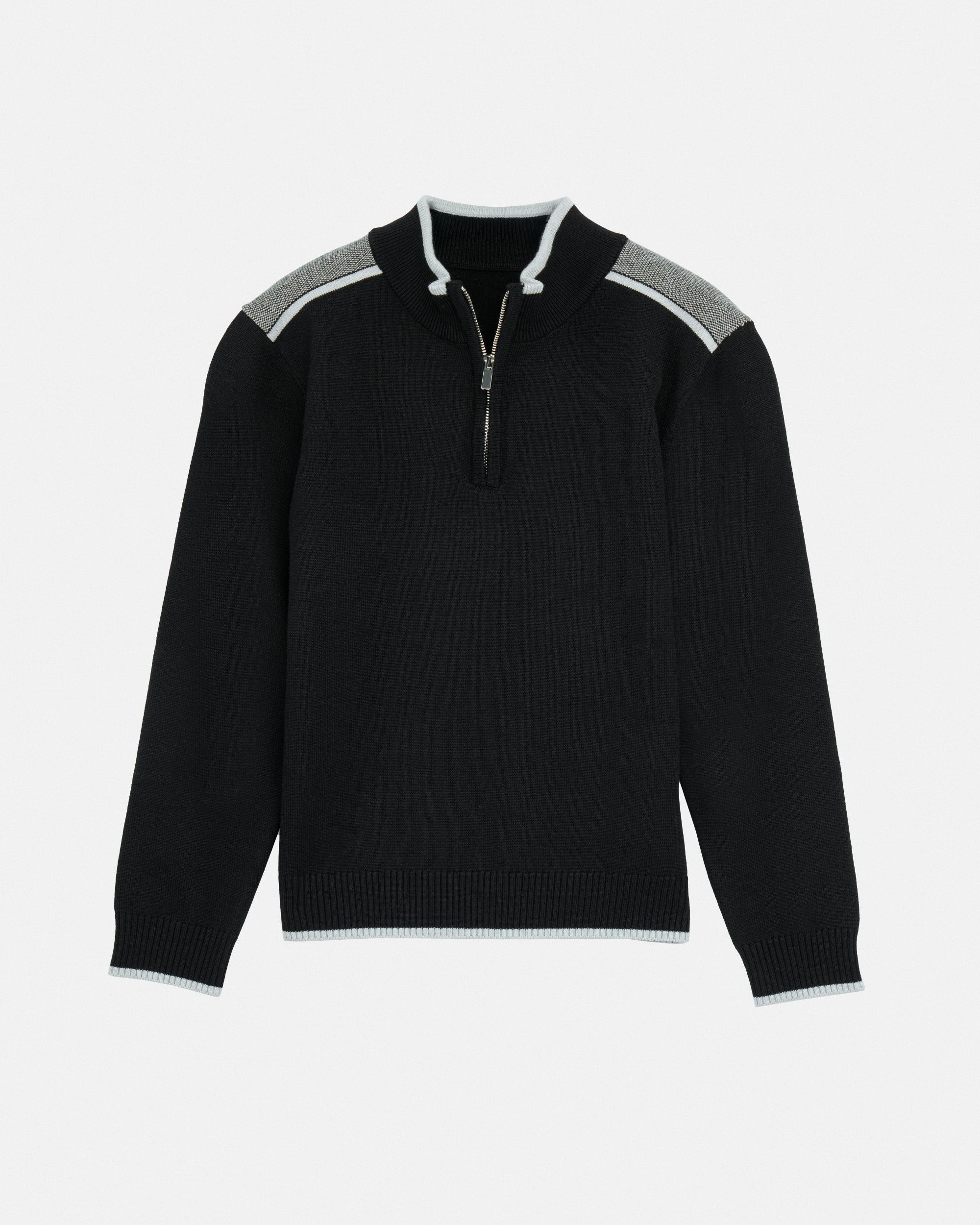 #RXSW3100391 Boy's Shoulder Detail Quarter-Zip Sweater
