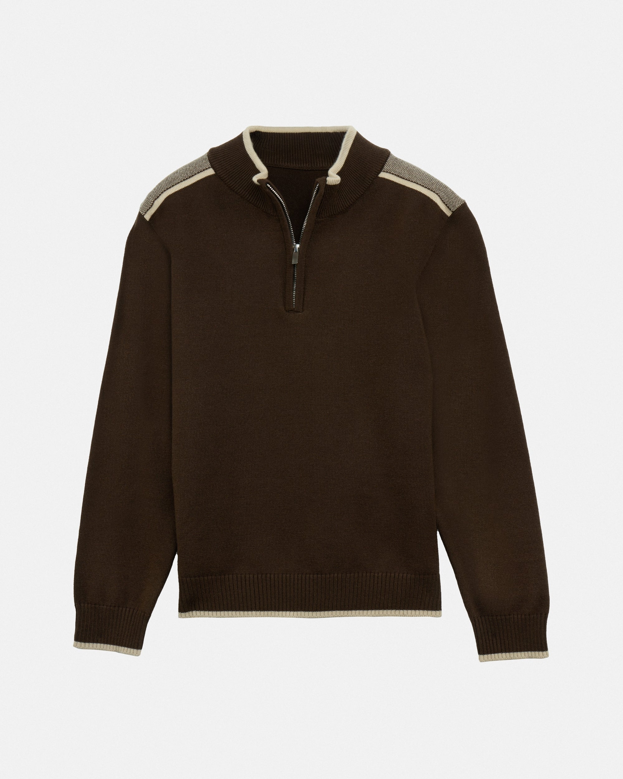 #RXSW3100391 Boy's Shoulder Detail Quarter-Zip Sweater