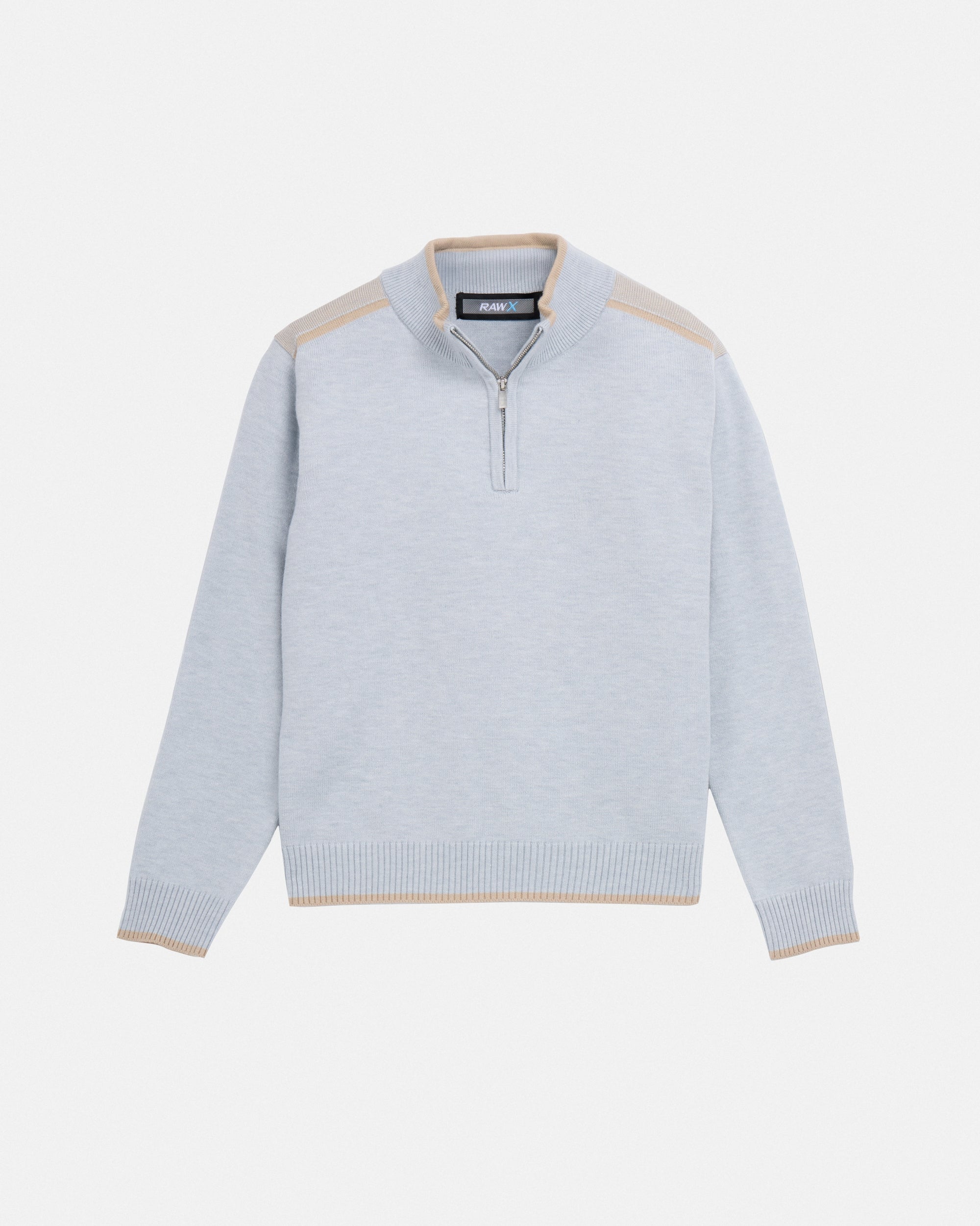 #RXSW3100391 Boy's Shoulder Detail Quarter-Zip Sweater