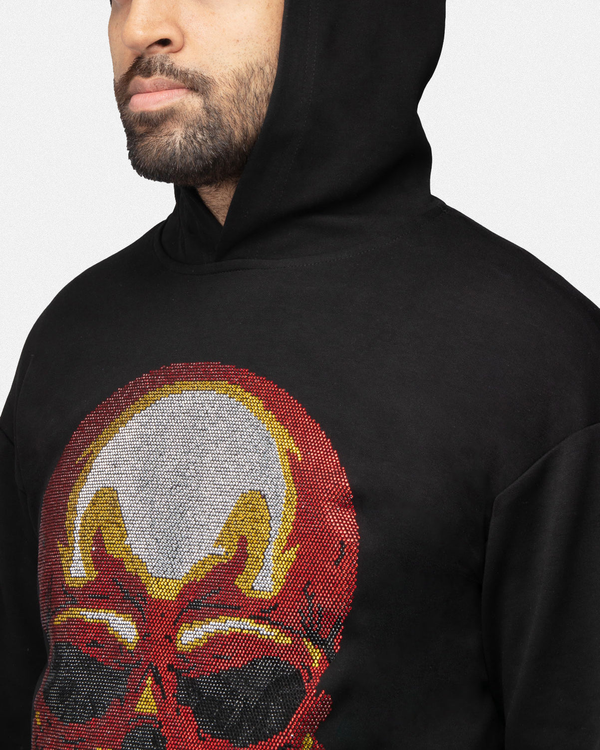 #SMFH-21071 Red Skull Rhinestone Hoodies-thumbmail-5