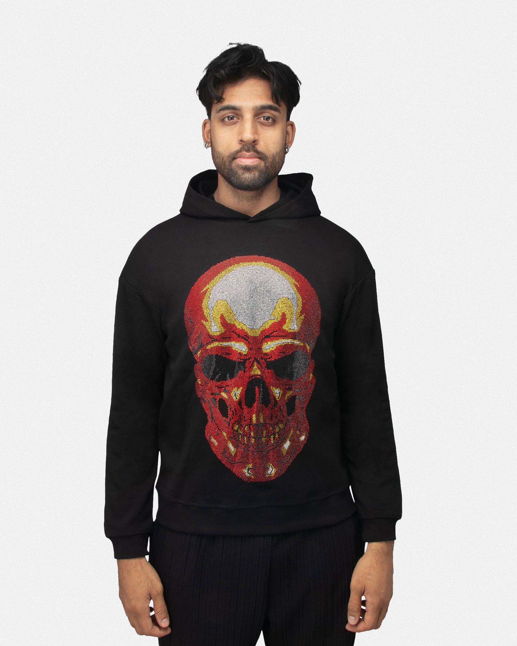 #SMFH-21071 Red Skull Rhinestone Hoodies