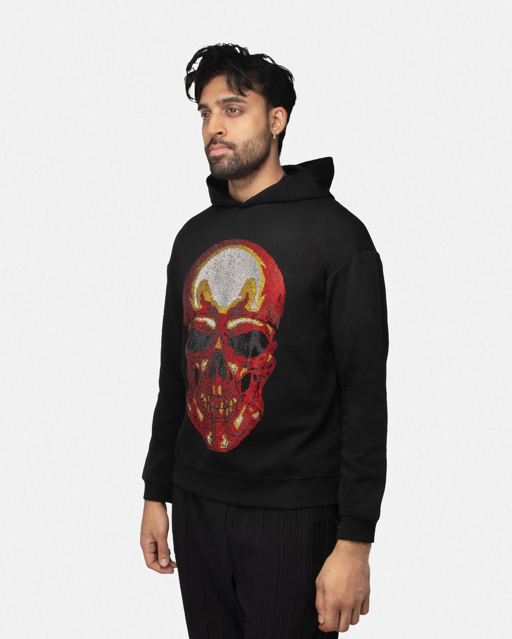 #SMFH-21071 Red Skull Rhinestone Hoodies-thumbmail-3