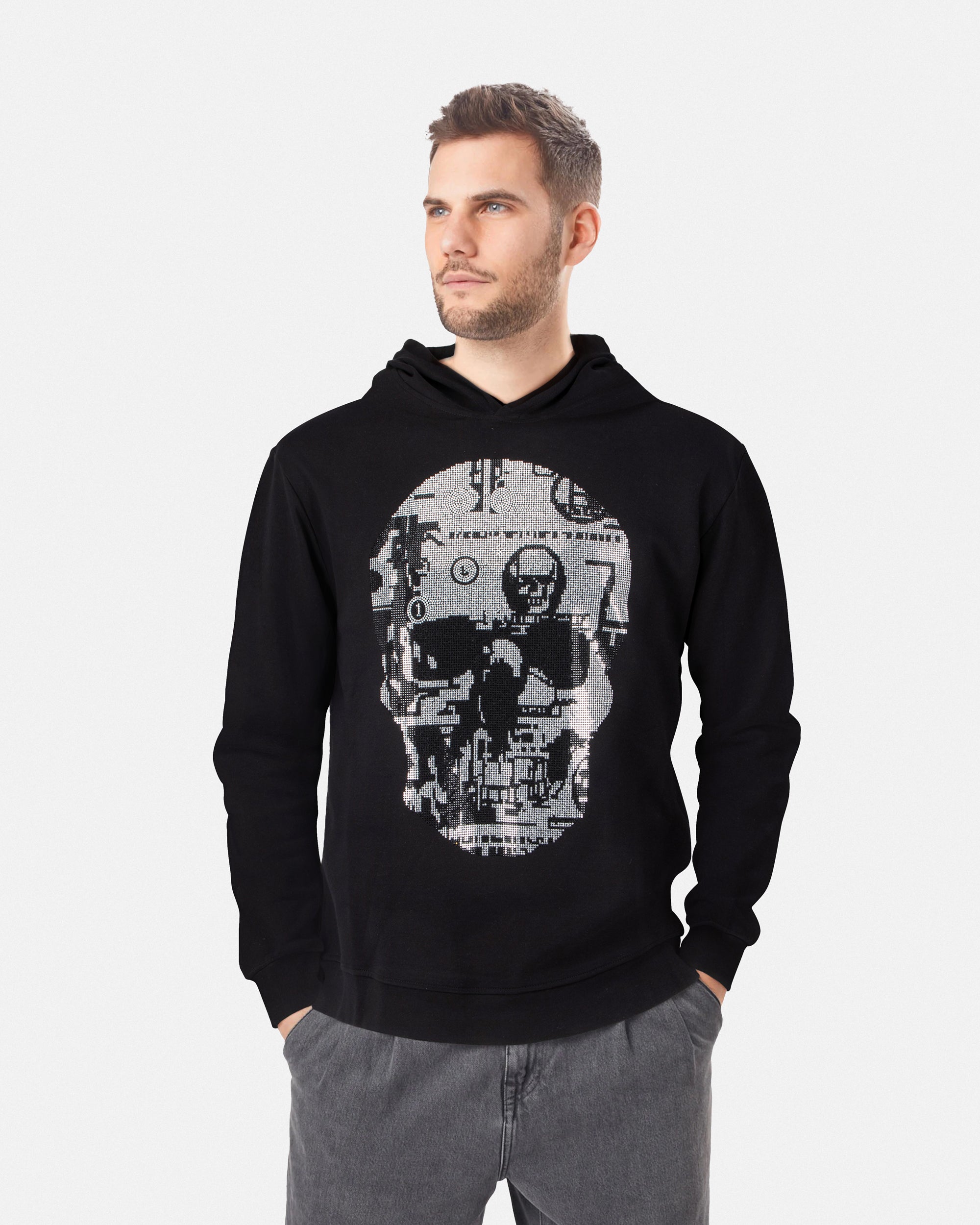 #SMFH-21093 Cash Skull Rhinestone Hoodies