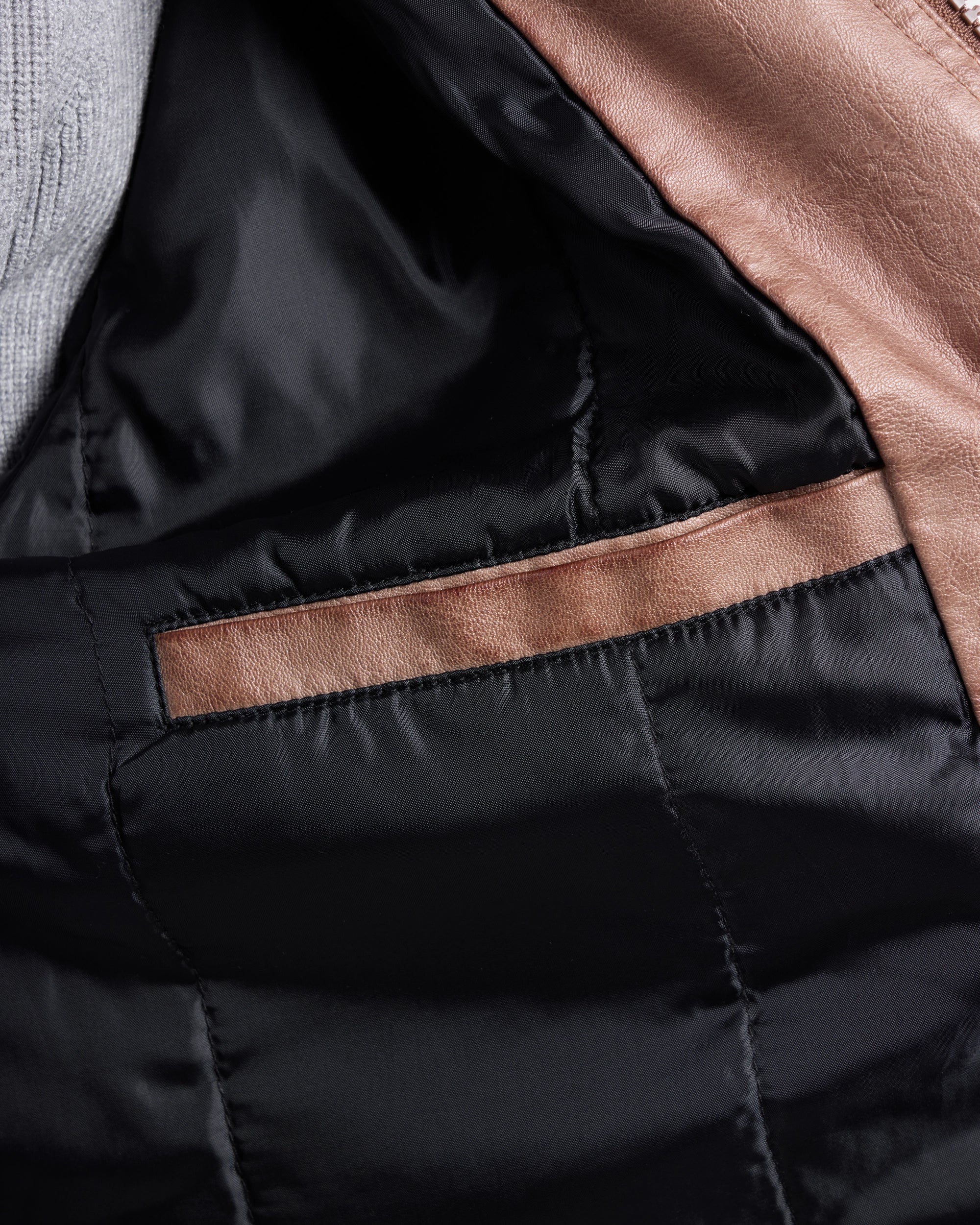 #SMJK5100471 Washed Tobacco Faux Leather Bomber Jacket-thumbmail-9