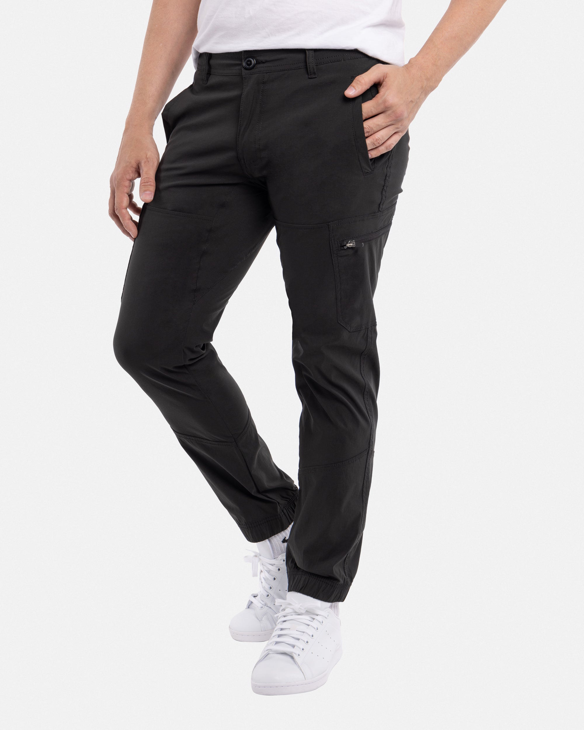 #SMP-13016 Nylon Flat Waist Hybrid Joggers Pants-thumbmail-3