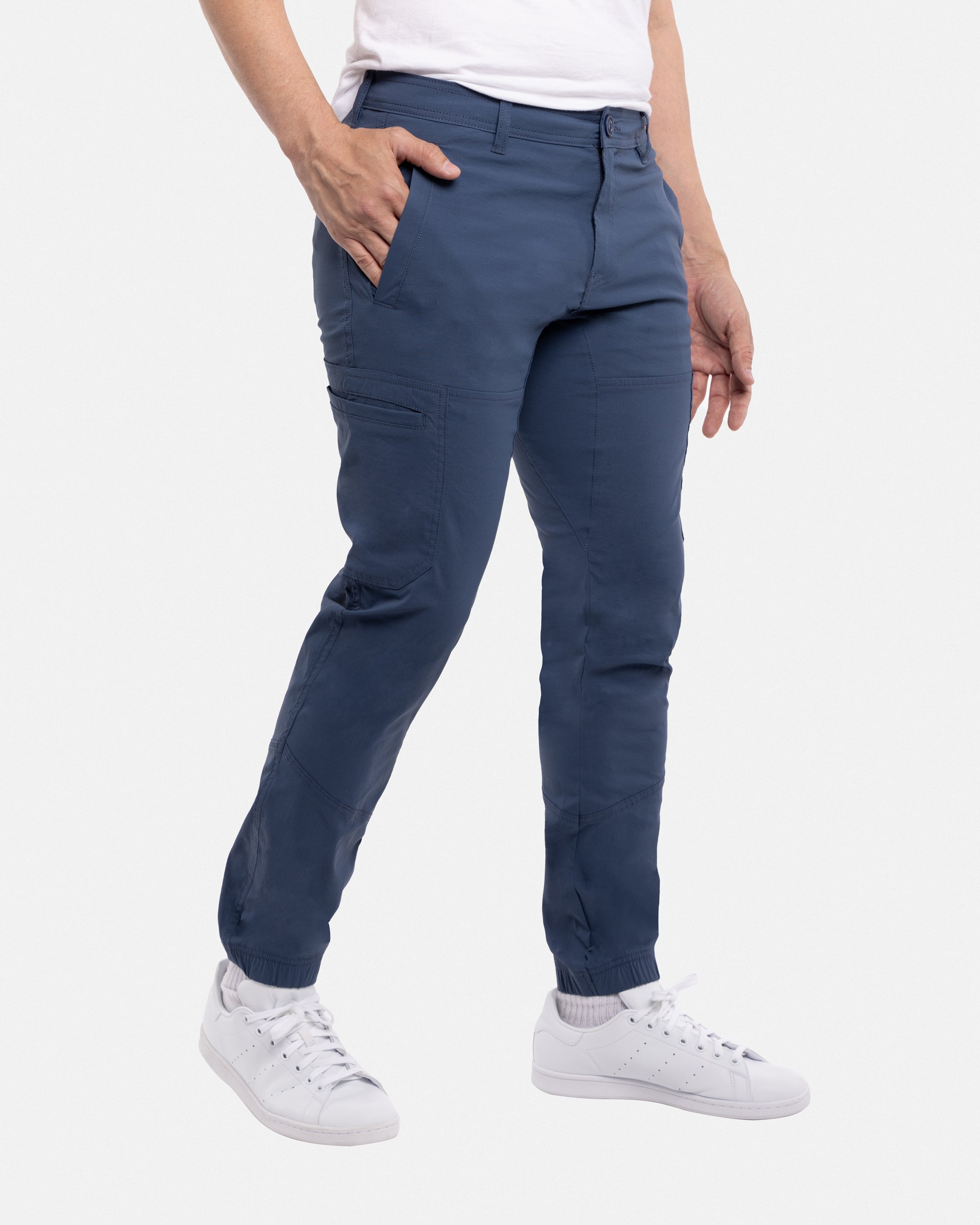#SMP-13030 Flat Waist Nylon Joggers Pants-thumbmail-3