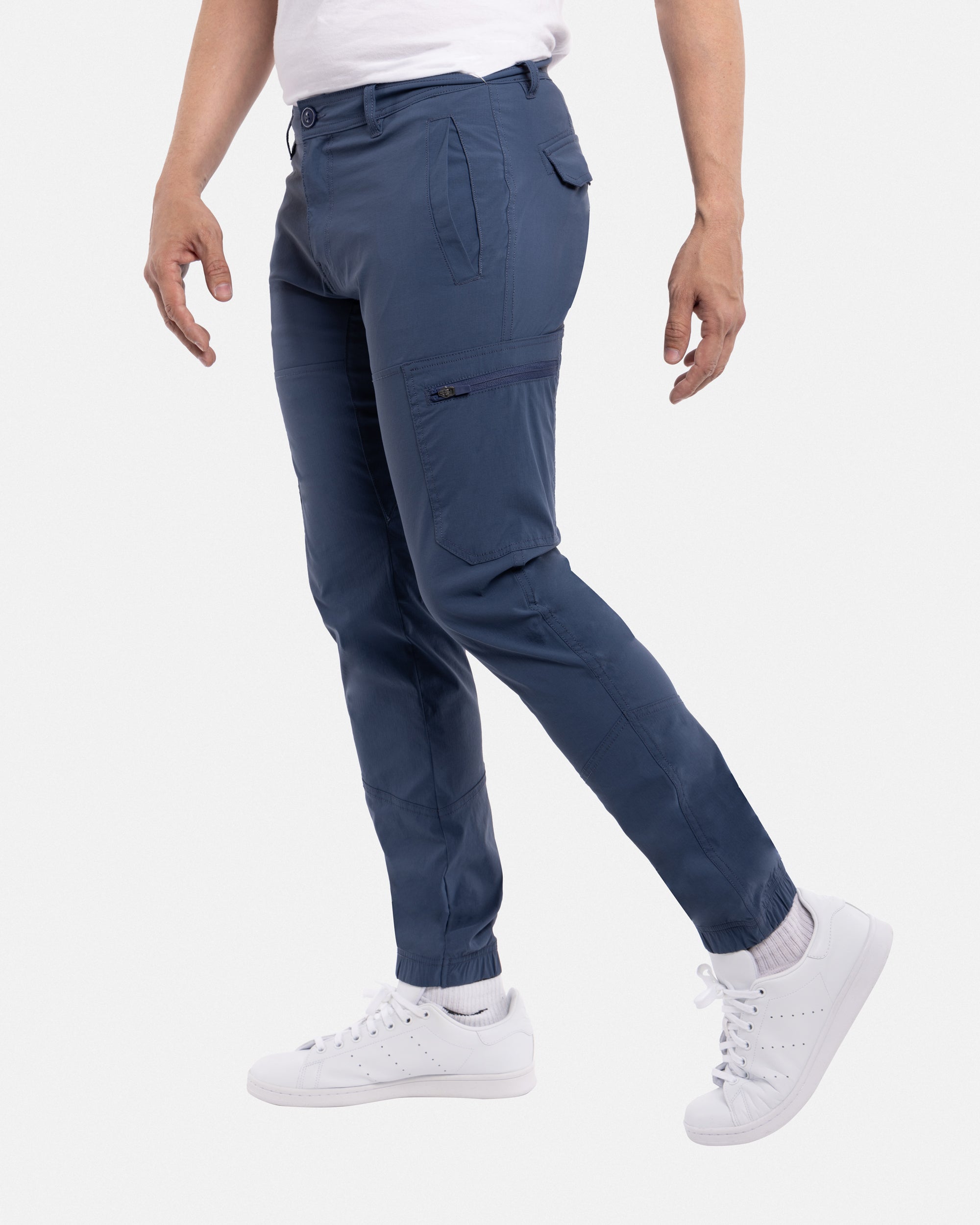 #SMP-13030 Flat Waist Nylon Joggers Pants-thumbmail-4