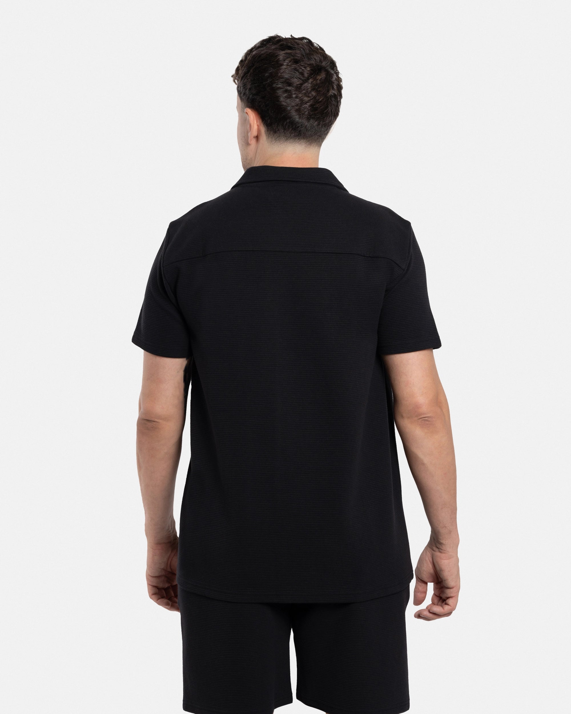 #SMTS-23353 Camp Collar Textured Terry Shirt