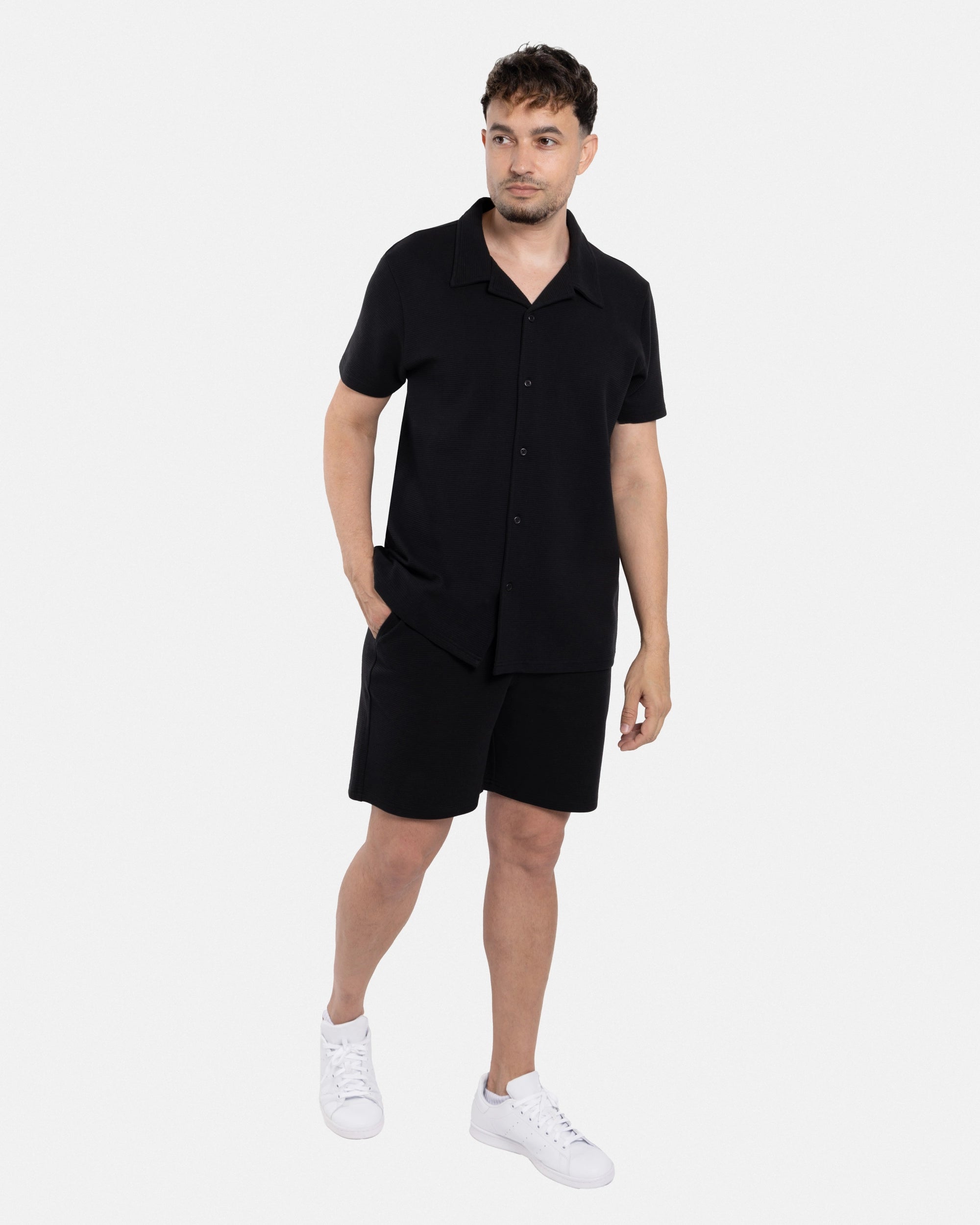 #SMTS-23353 Camp Collar Textured Terry Shirt-thumbmail-5