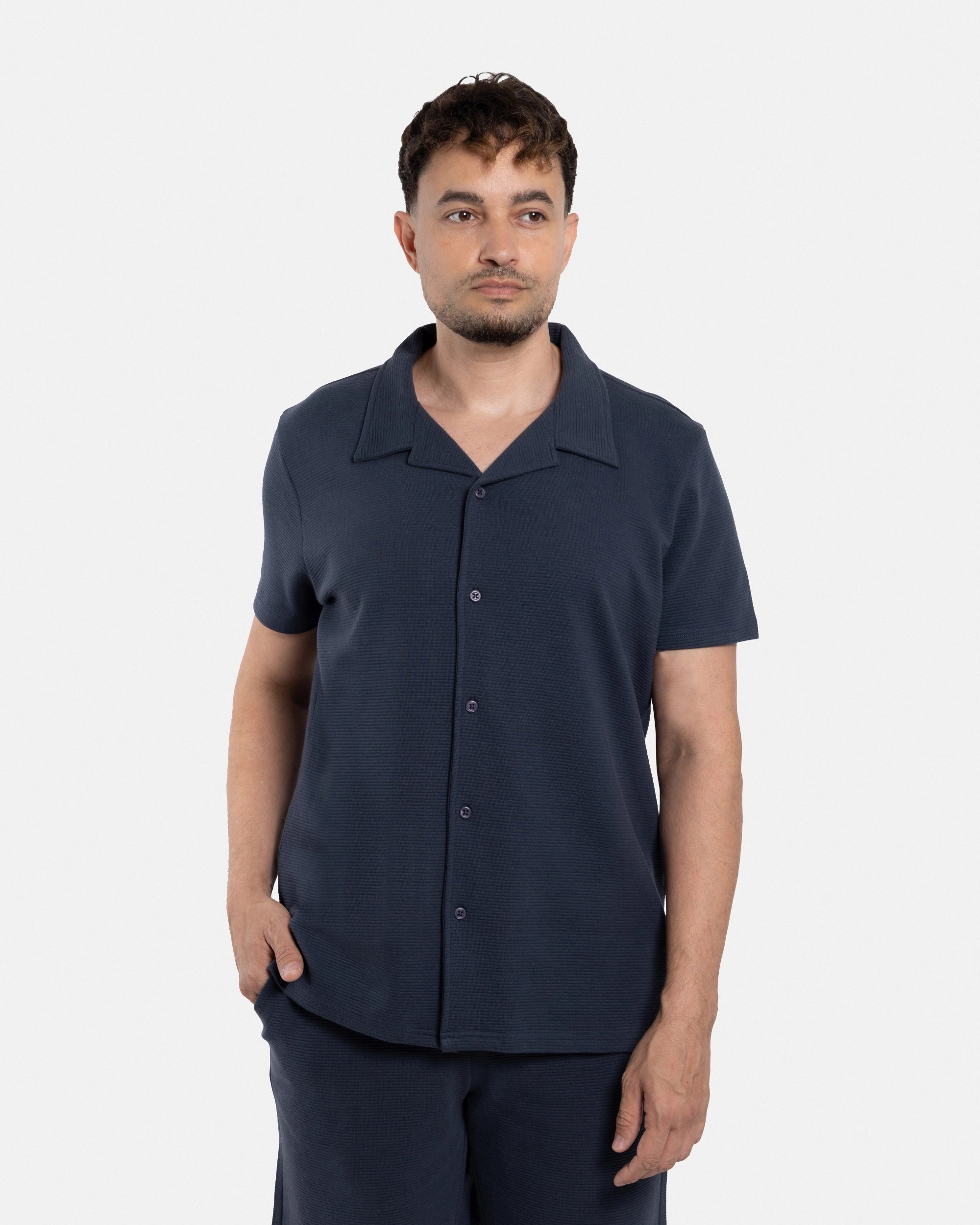 #SMTS-23353 Camp Collar Textured Terry Shirt-thumbmail-10