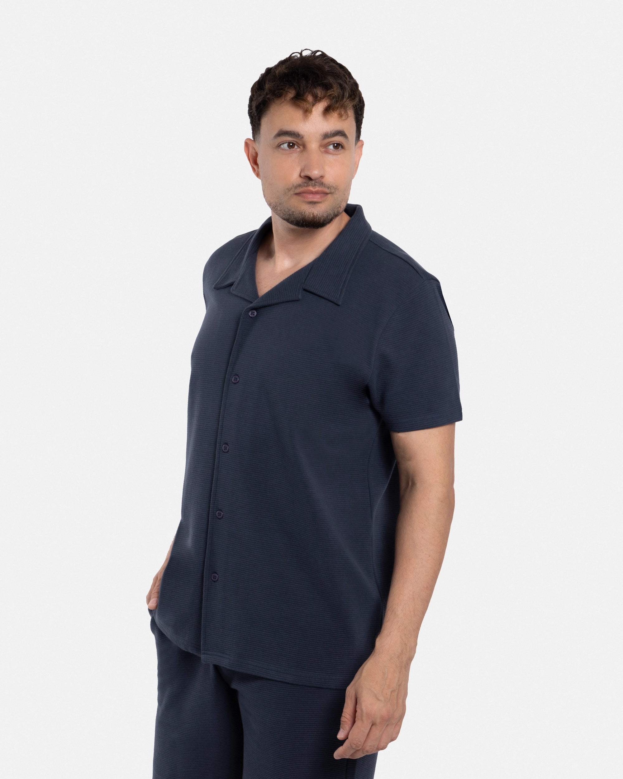 #SMTS-23353 Camp Collar Textured Terry Shirt-thumbmail-13