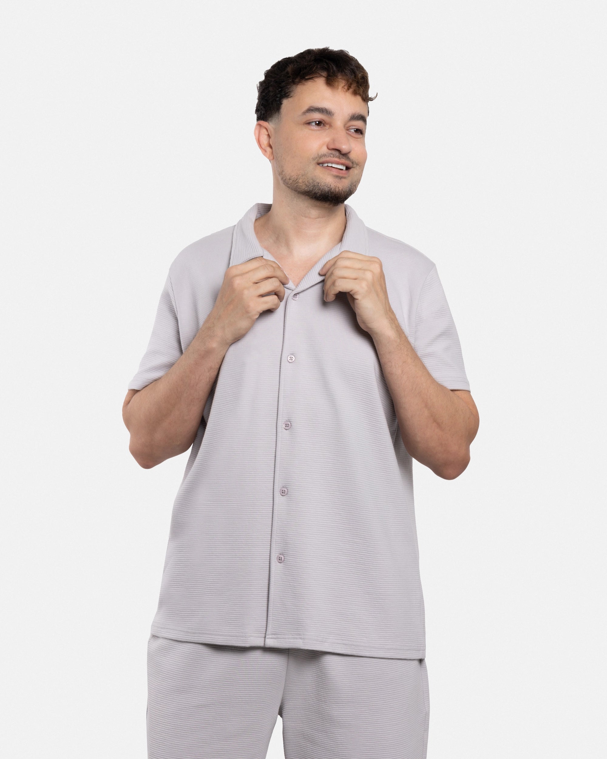 #SMTS-23353 Camp Collar Textured Terry Shirt-thumbmail-29