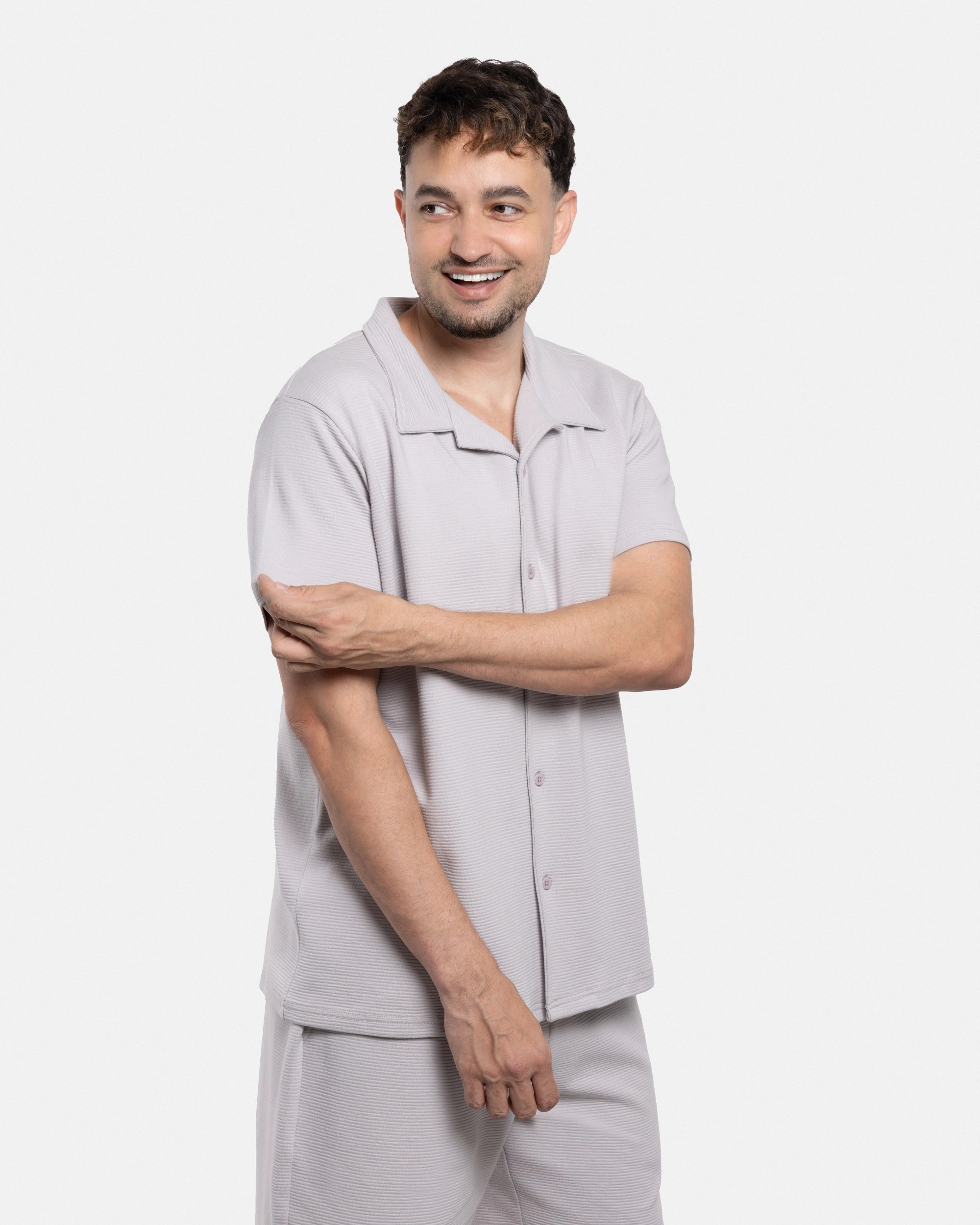 #SMTS-23353 Camp Collar Textured Terry Shirt-thumbmail-30