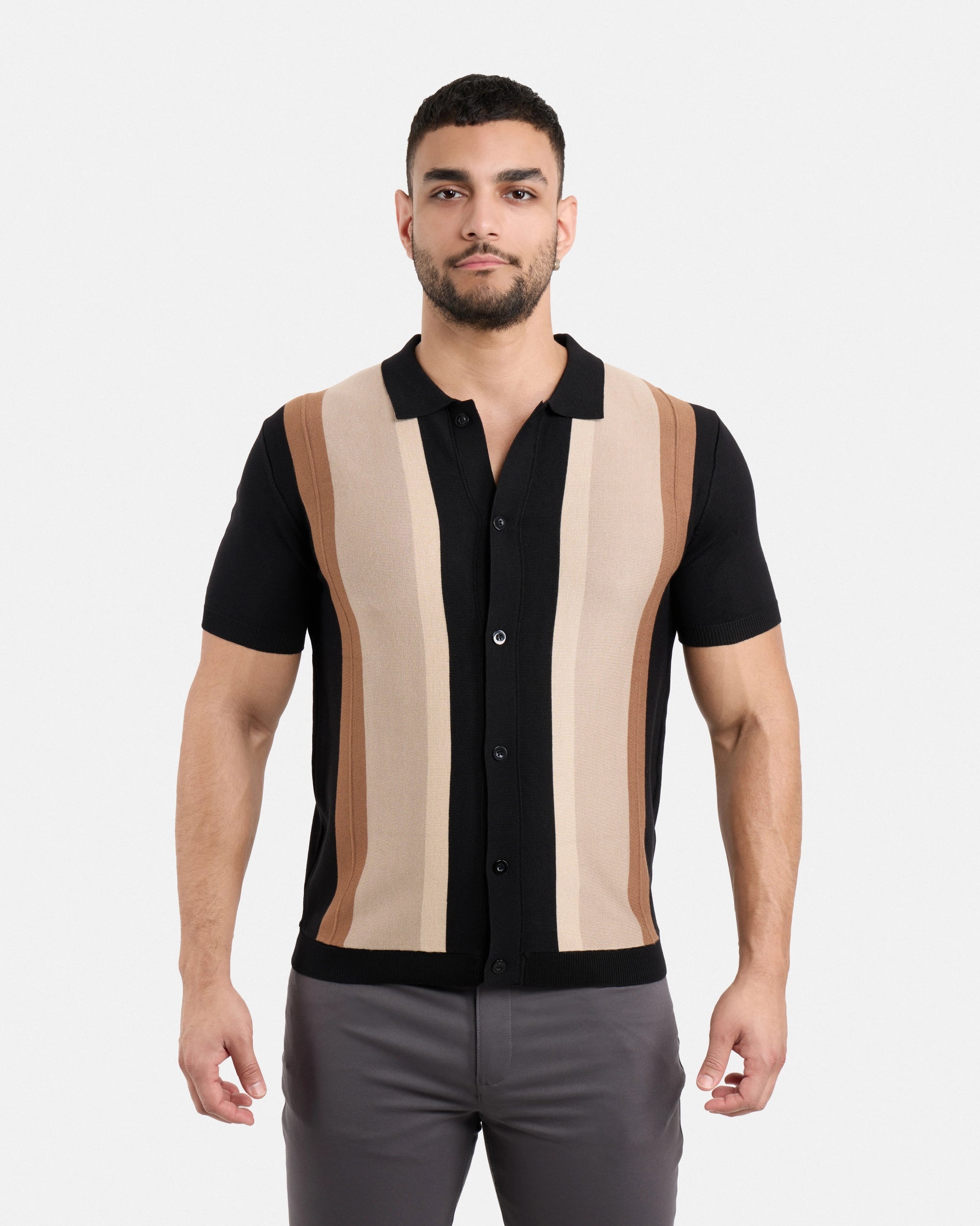 #SMW-31049 Button Down Stripe Sweater Polo-thumbmail-38