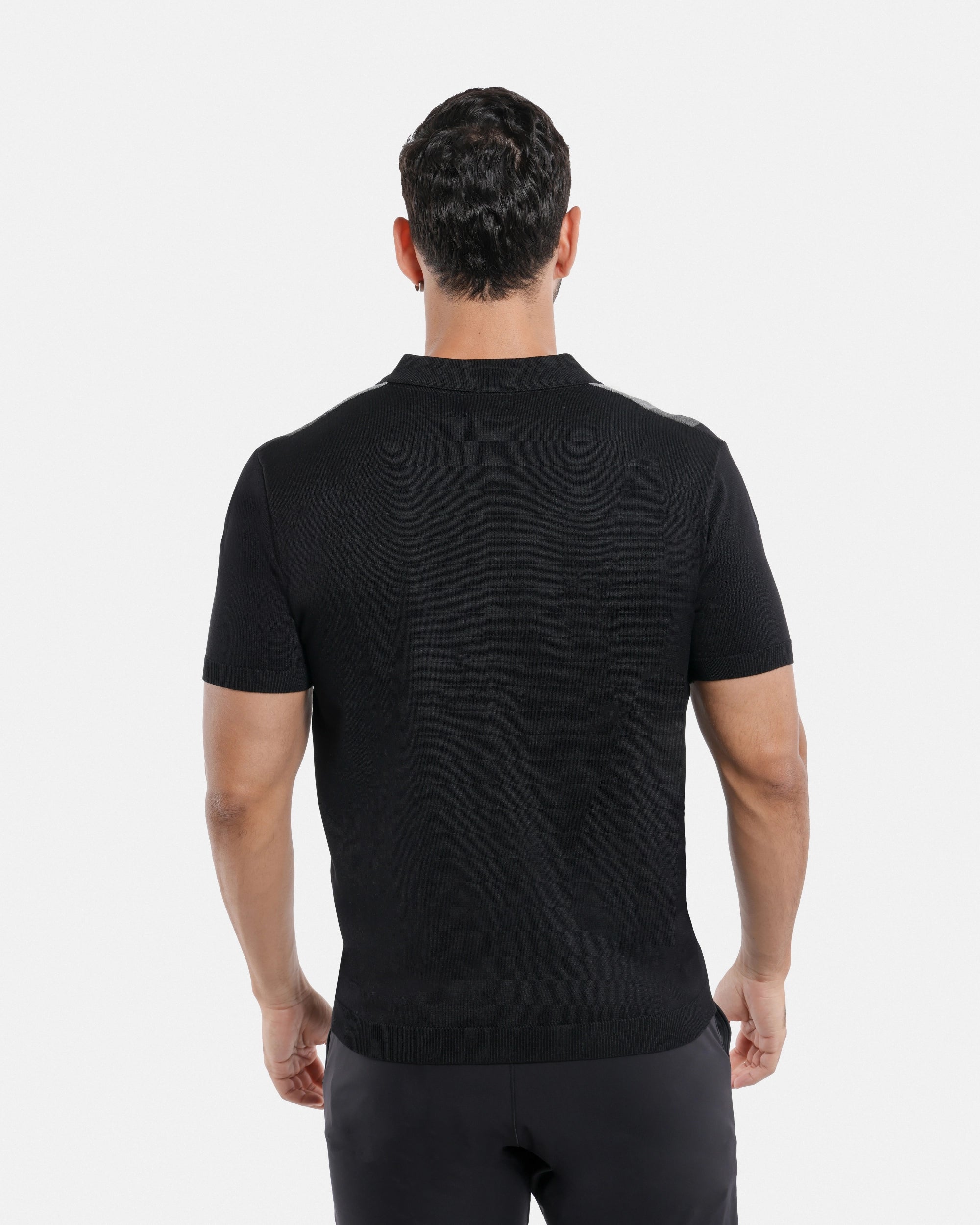 #SMW-31049 Button Down Stripe Sweater Polo