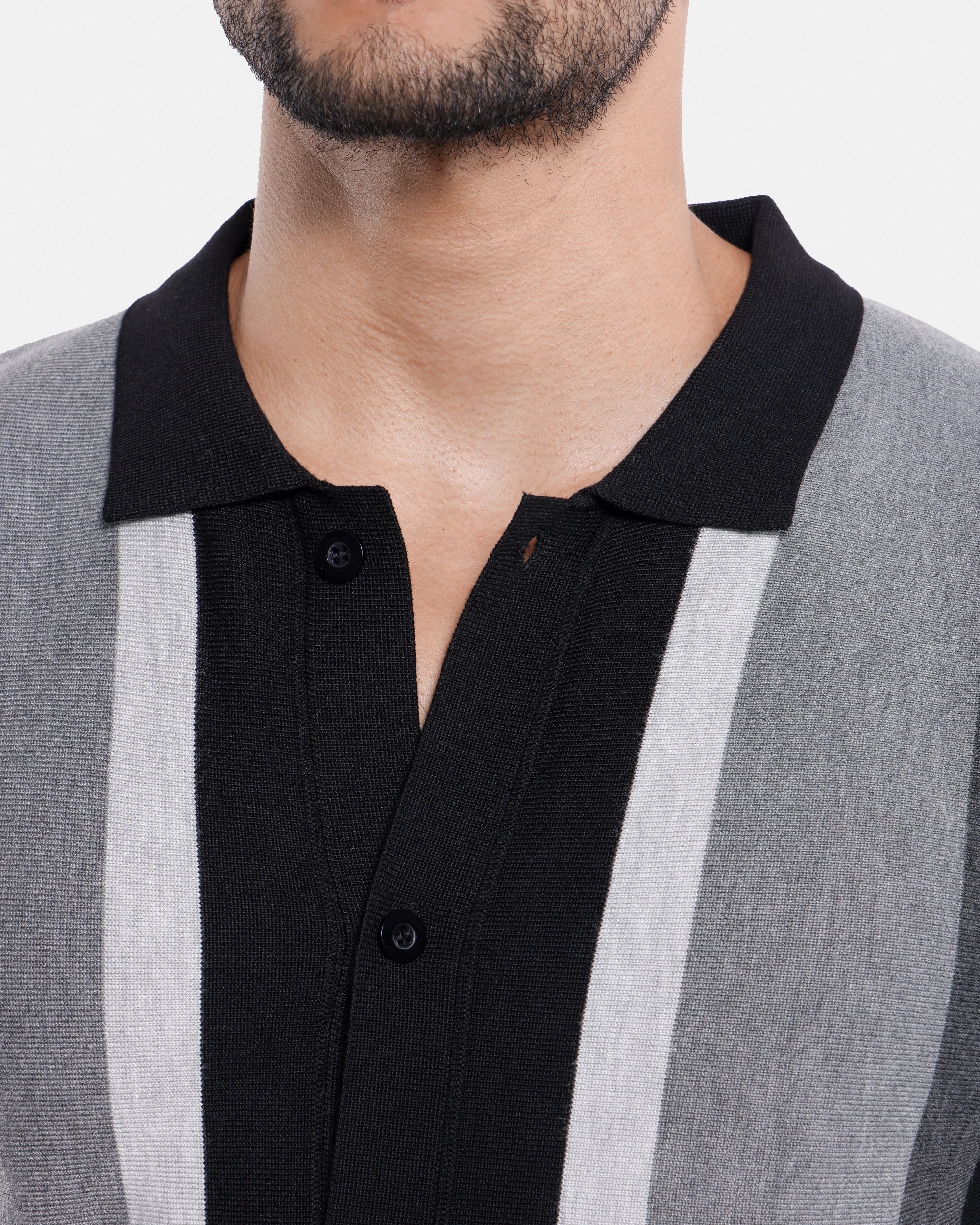 #SMW-31049 Button Down Stripe Sweater Polo-thumbmail-7