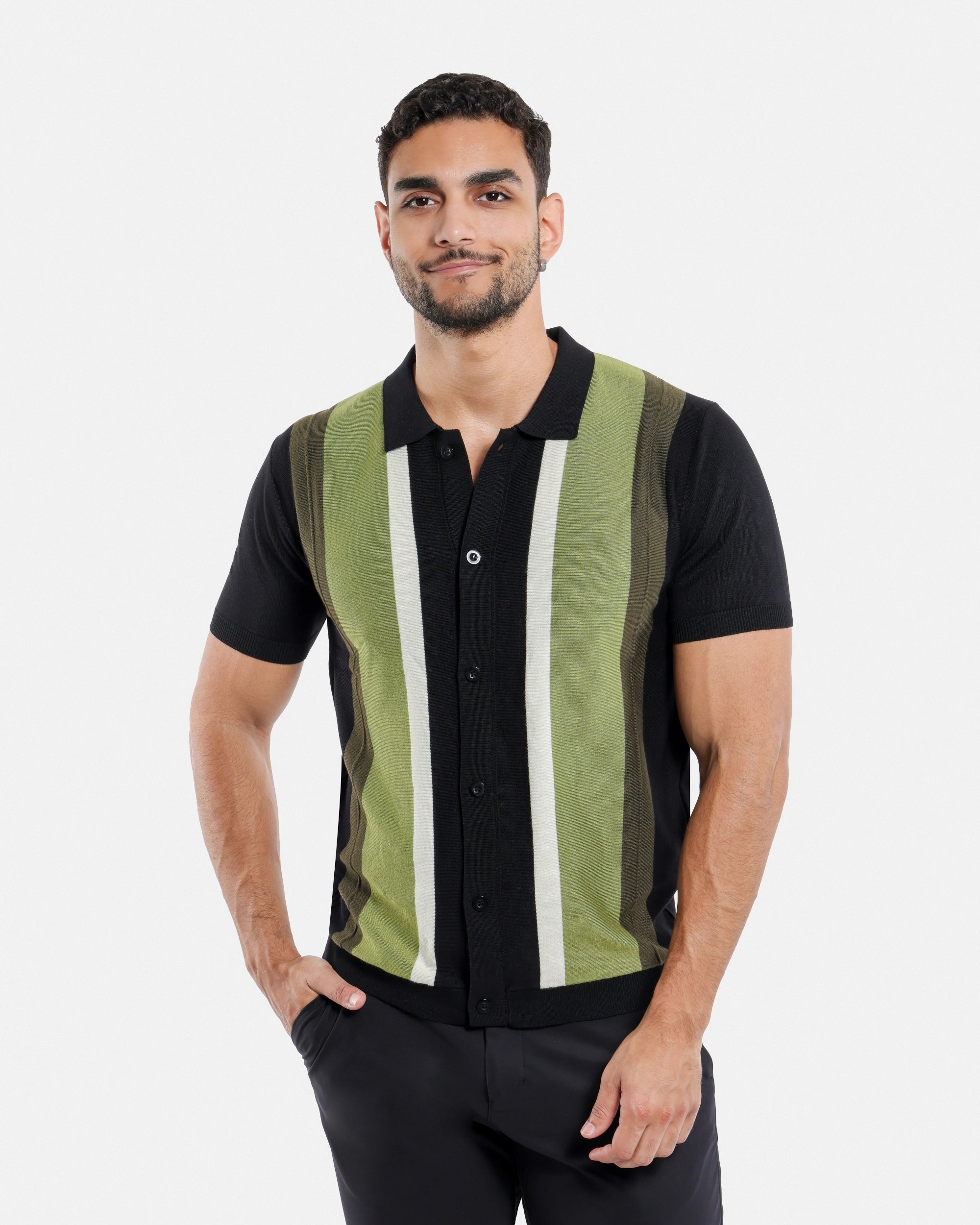 #SMW-31049 Button Down Stripe Sweater Polo-thumbmail-10