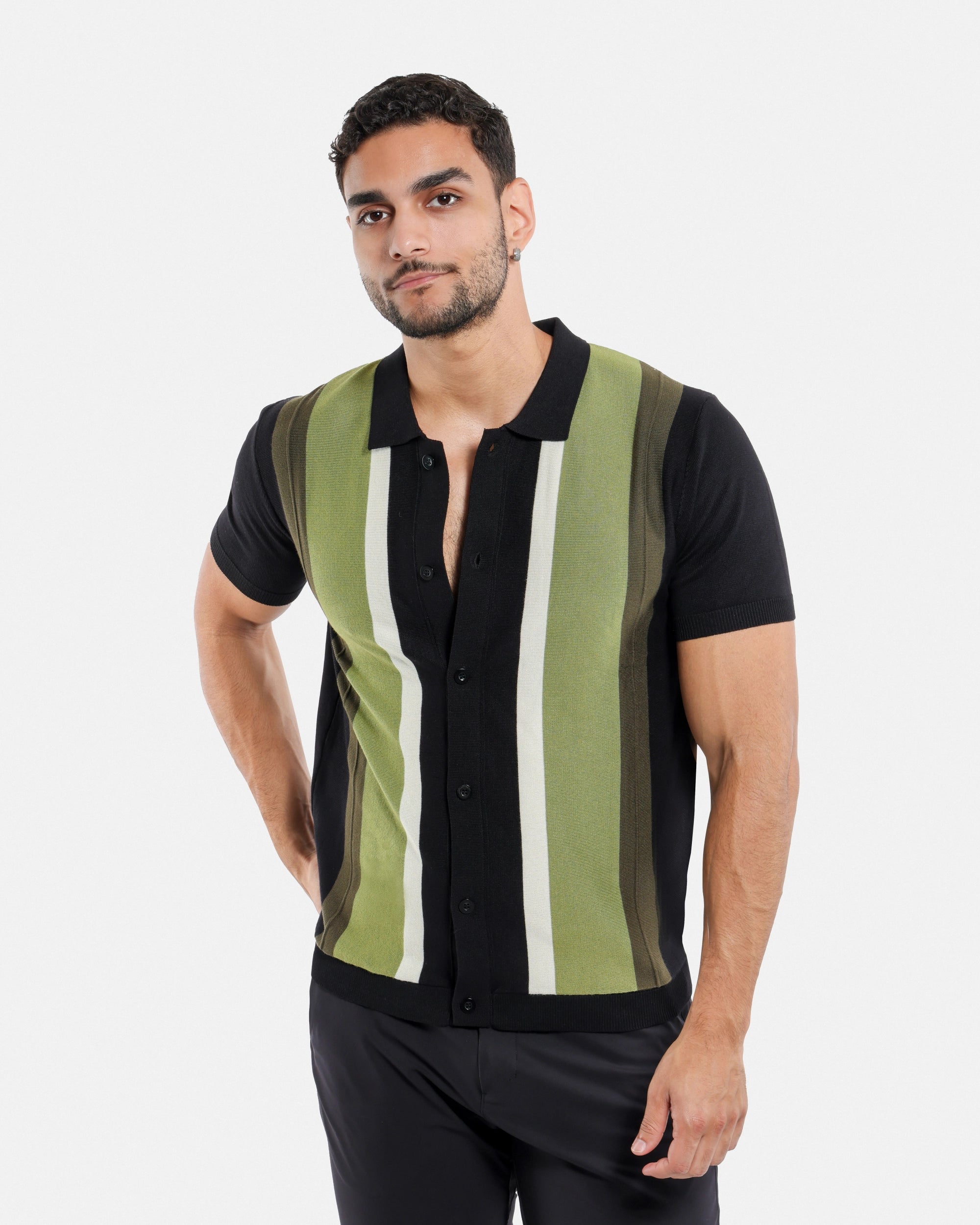 #SMW-31049 Button Down Stripe Sweater Polo-thumbmail-13