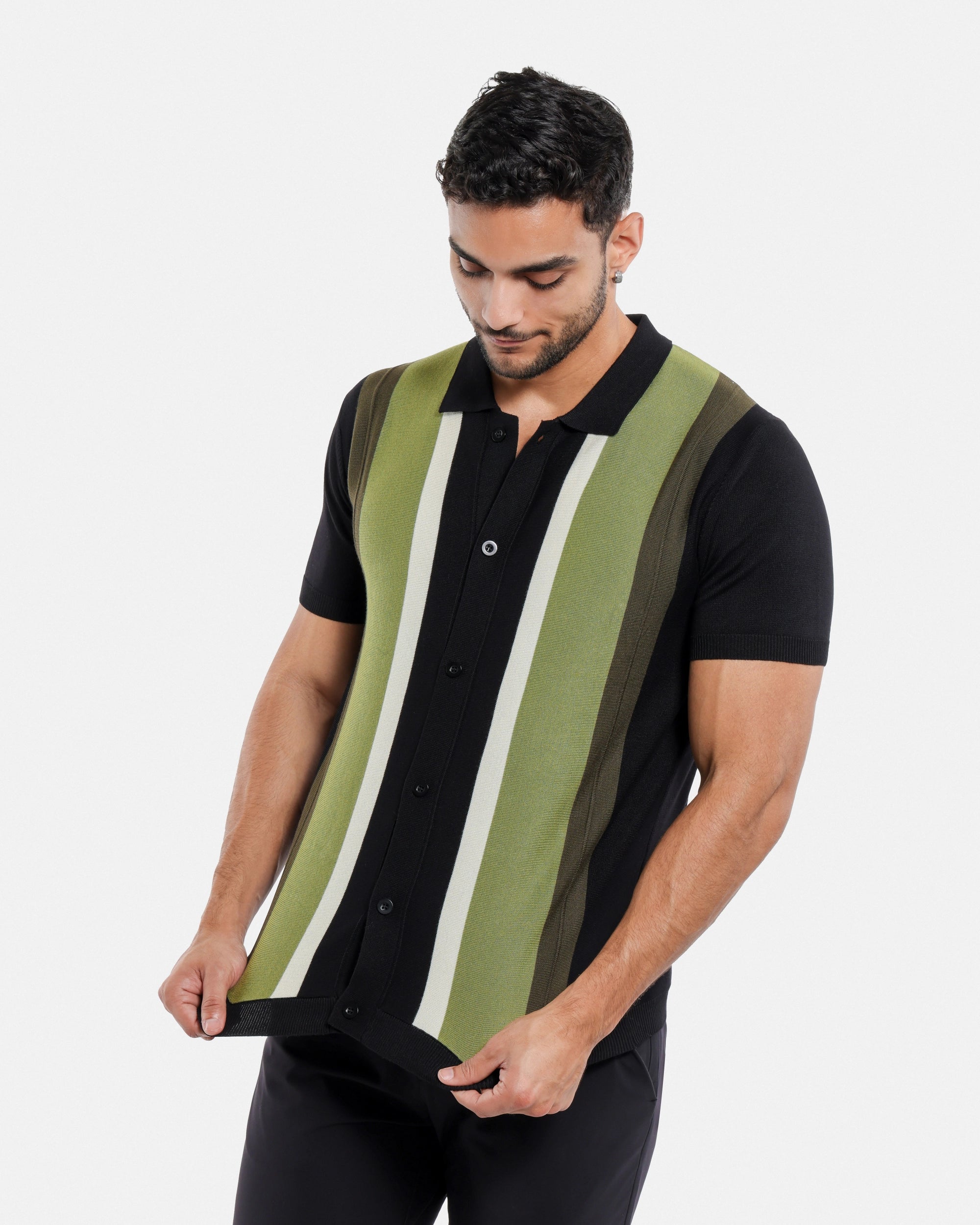#SMW-31049 Button Down Stripe Sweater Polo-thumbmail-14