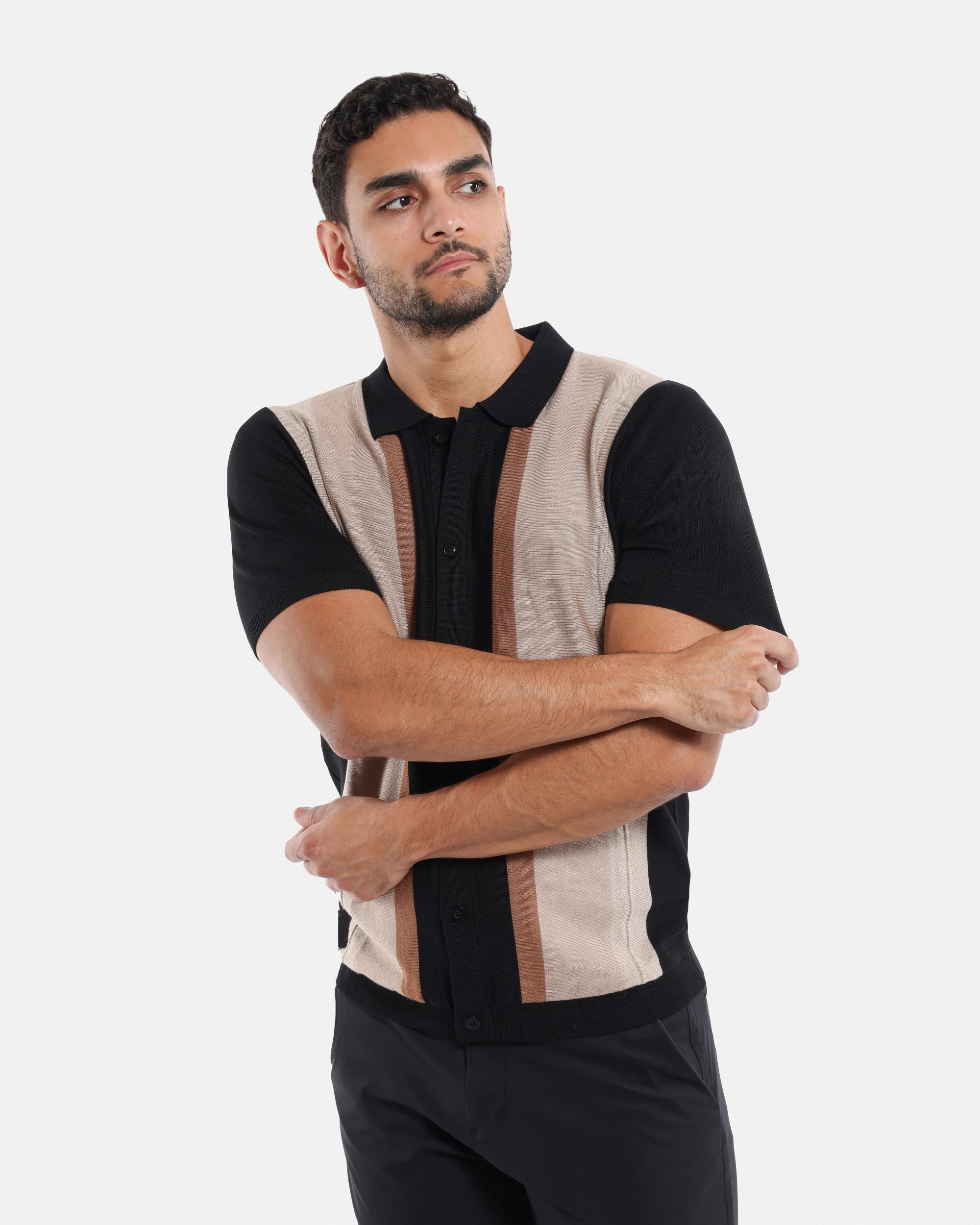 #SMW-31049 Button Down Stripe Sweater Polo-thumbmail-21