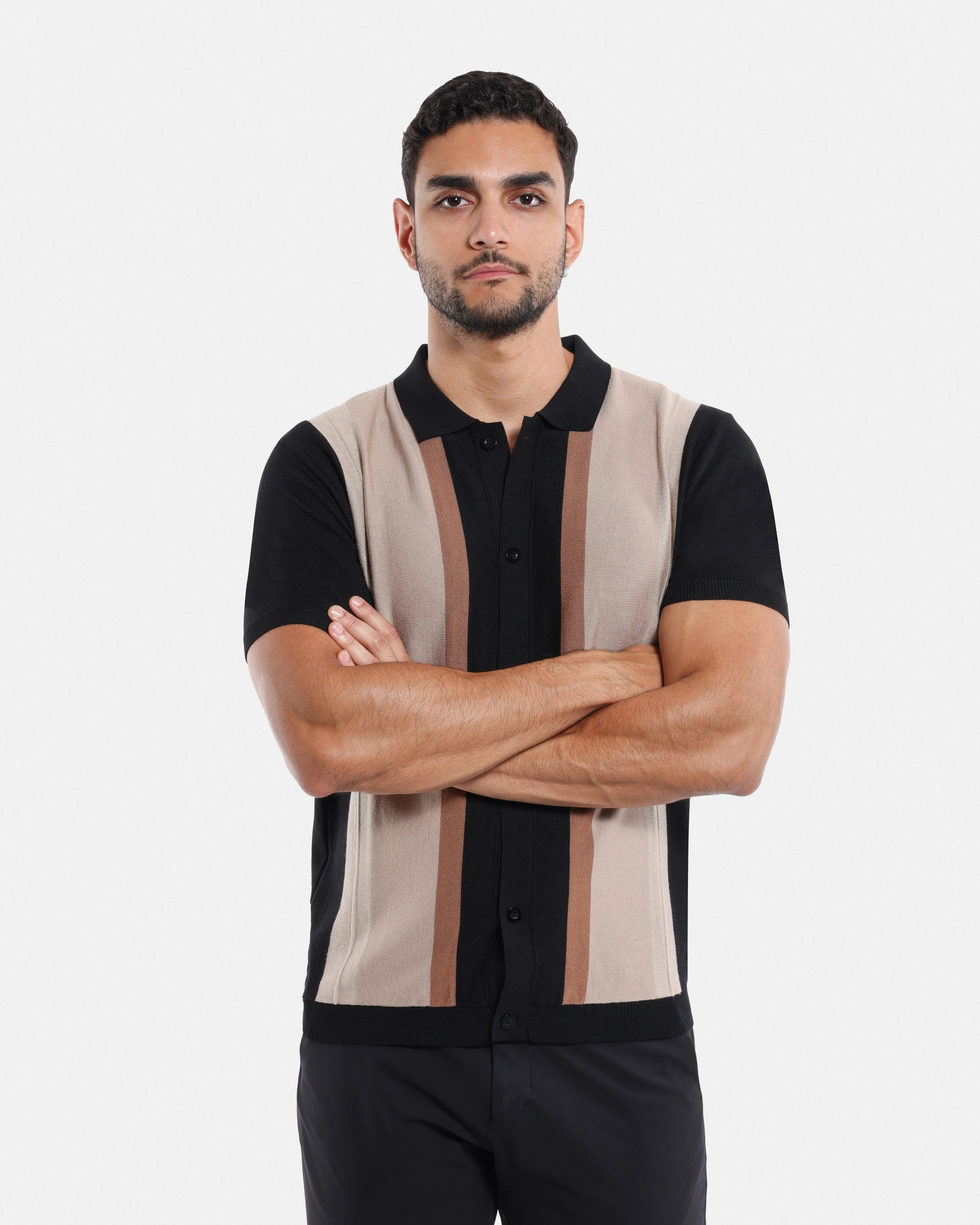 #SMW-31049 Button Down Stripe Sweater Polo-thumbmail-22