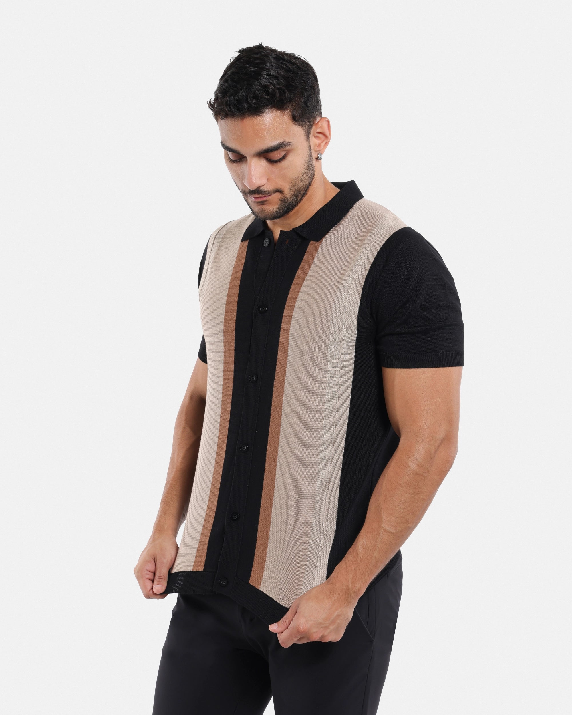 #SMW-31049 Button Down Stripe Sweater Polo-thumbmail-24
