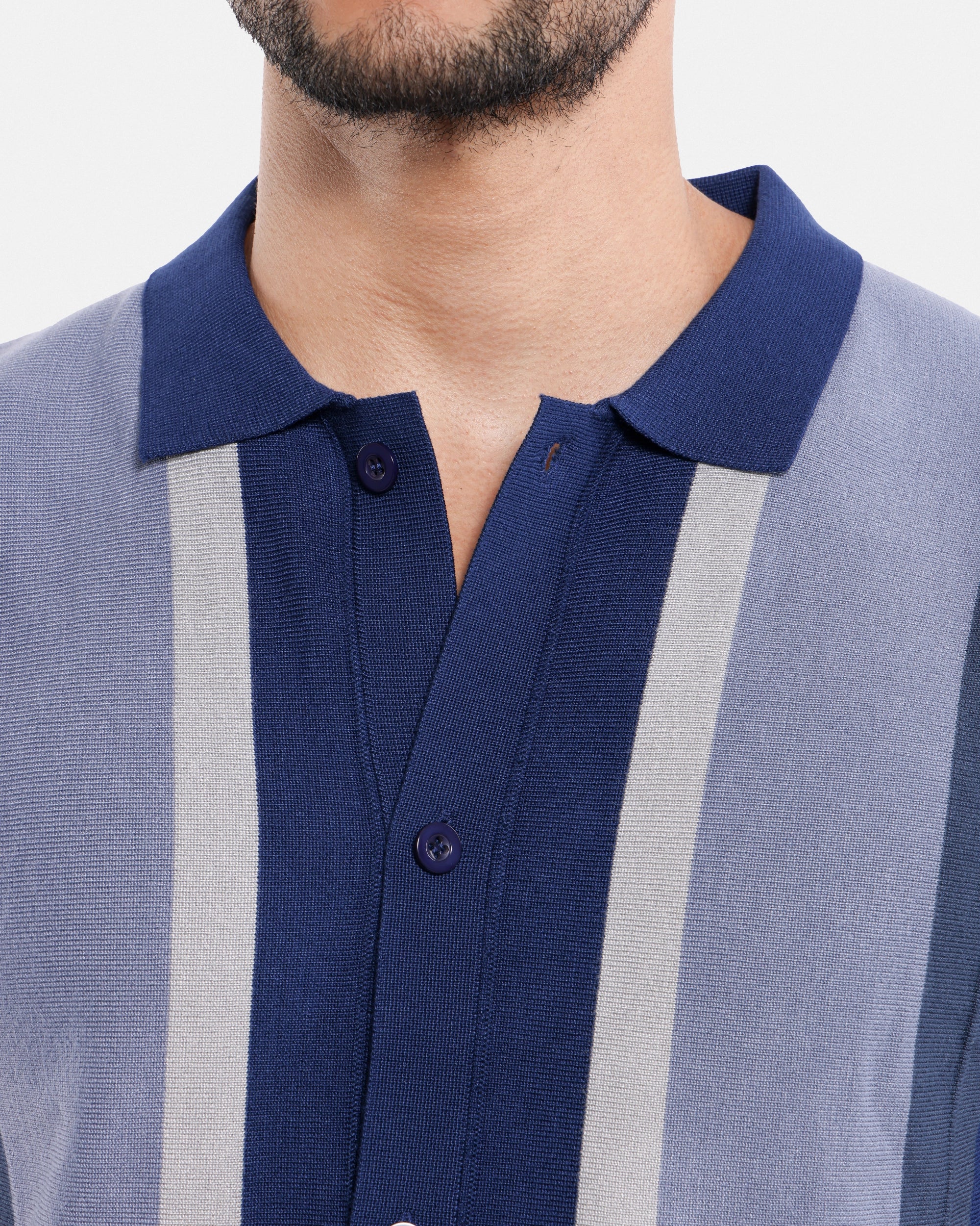 #SMW-31049 Button Down Stripe Sweater Polo-thumbmail-35