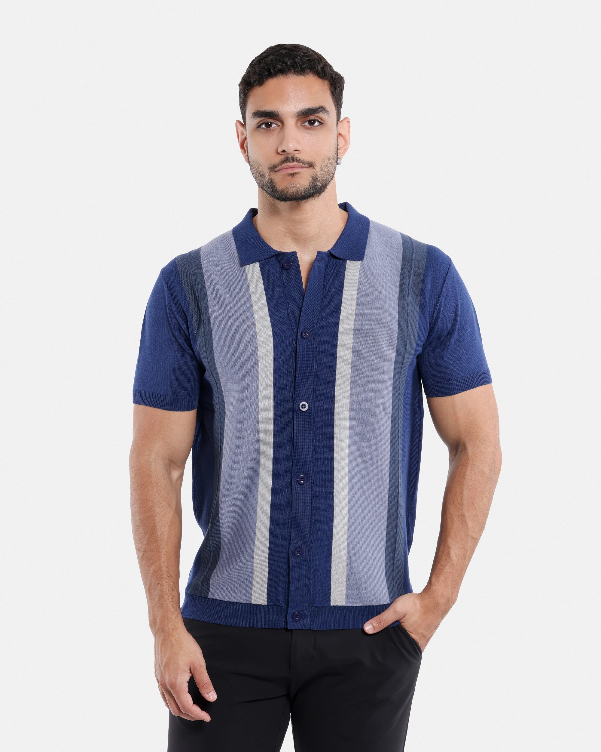 #SMW-31049 Button Down Stripe Sweater Polo-thumbmail-28