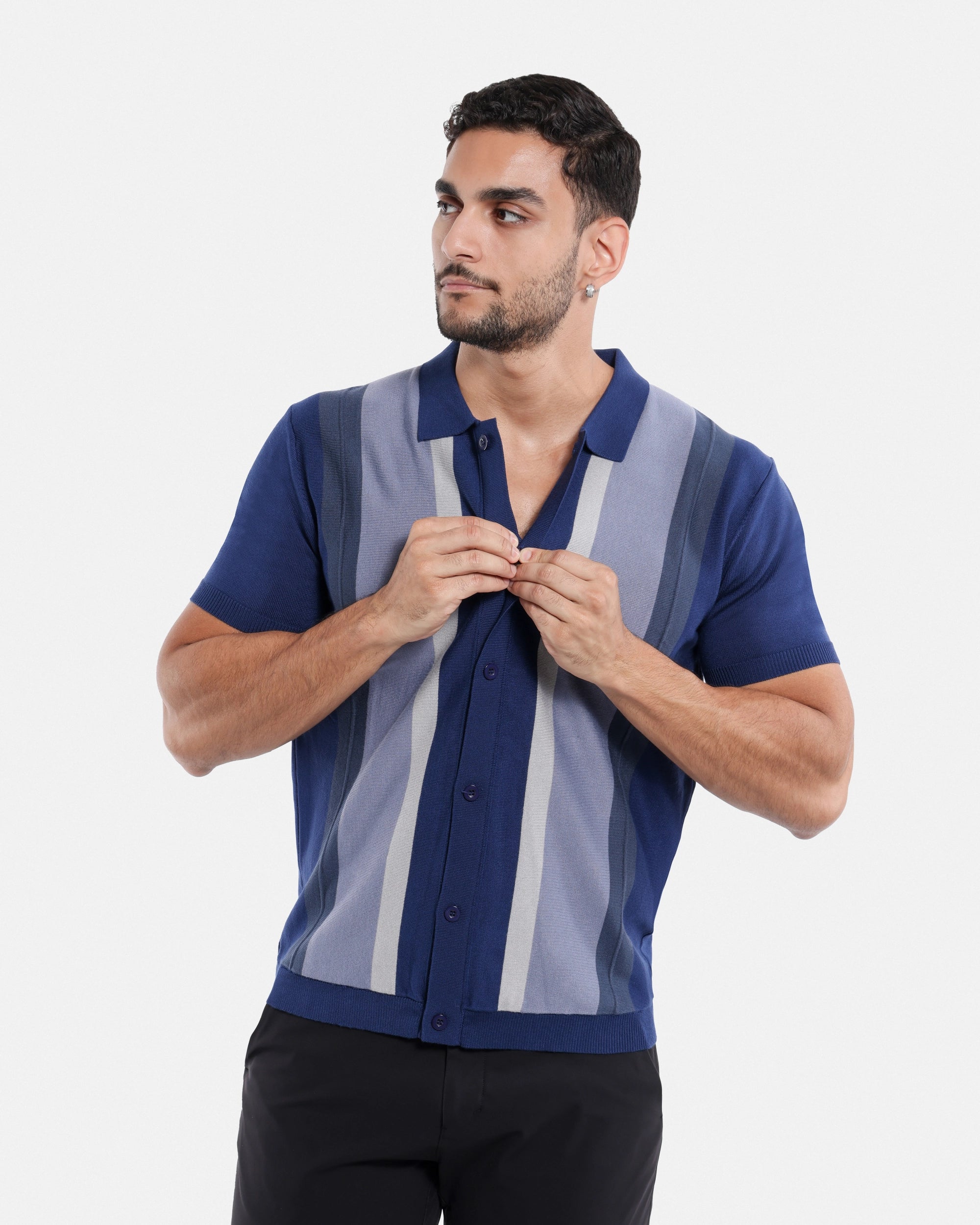 #SMW-31049 Button Down Stripe Sweater Polo-thumbmail-32