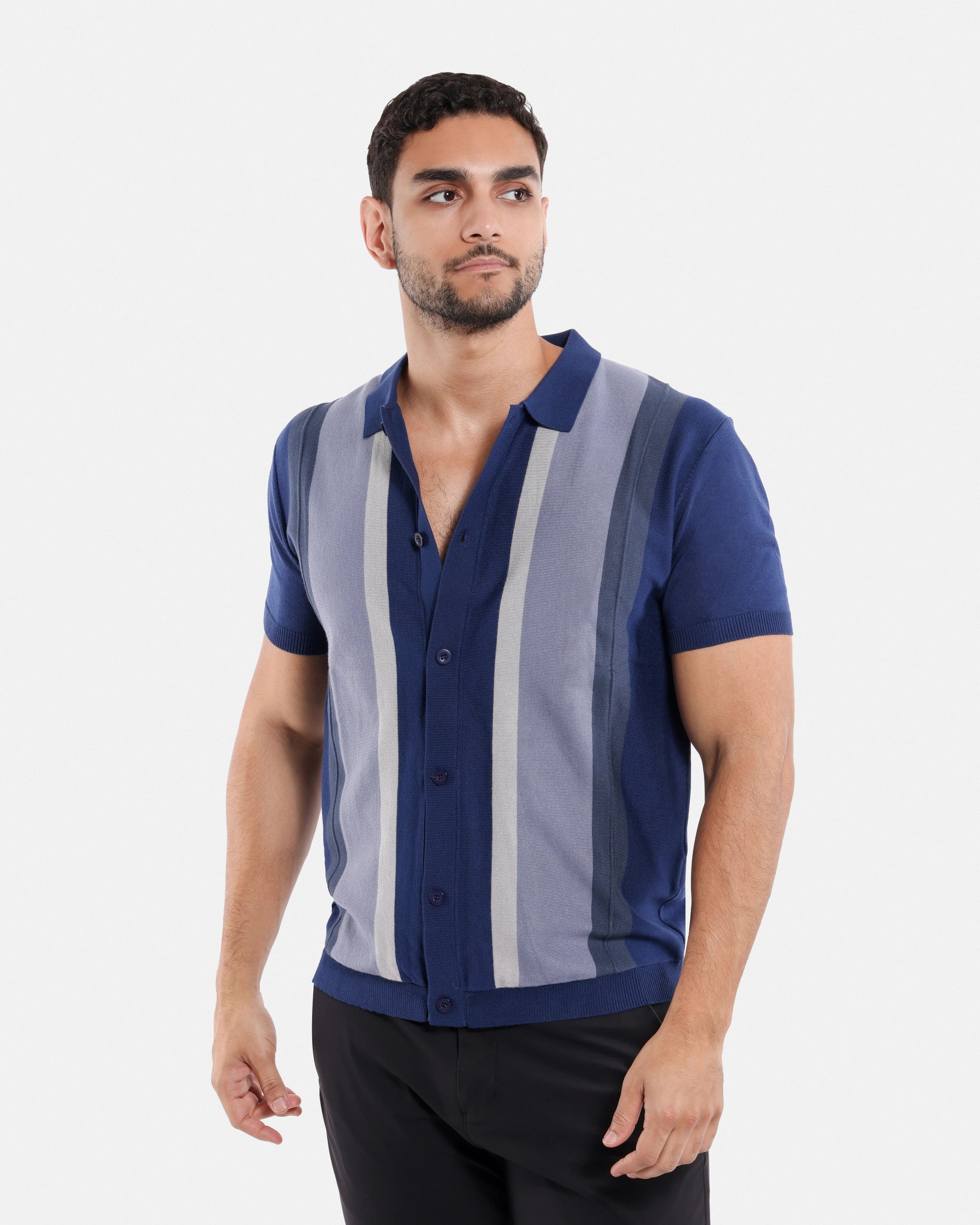 #SMW-31049 Button Down Stripe Sweater Polo-thumbmail-33