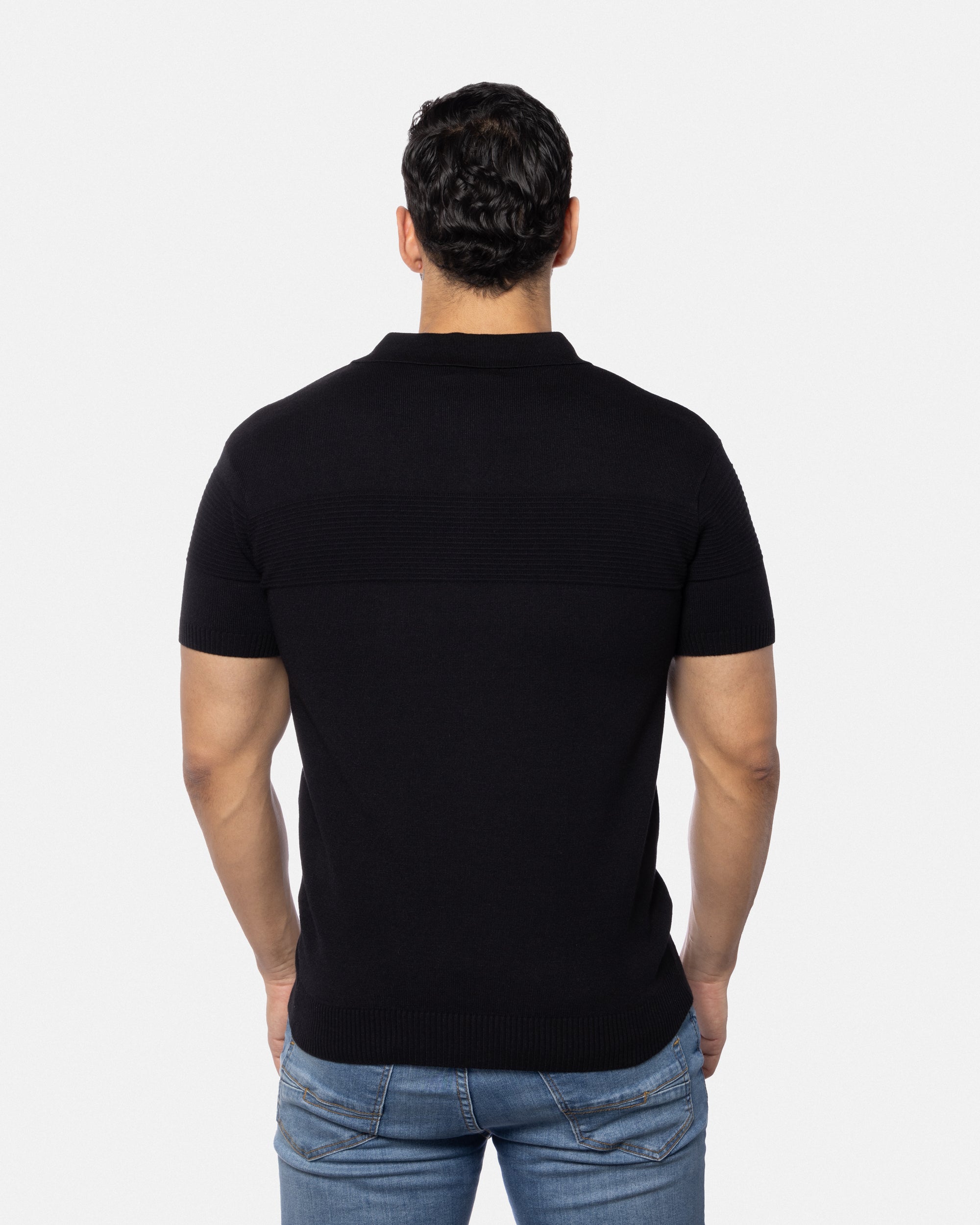 #SMW-32069 Ottoman Texture Zip Neck Sweater Polo-thumbmail-10
