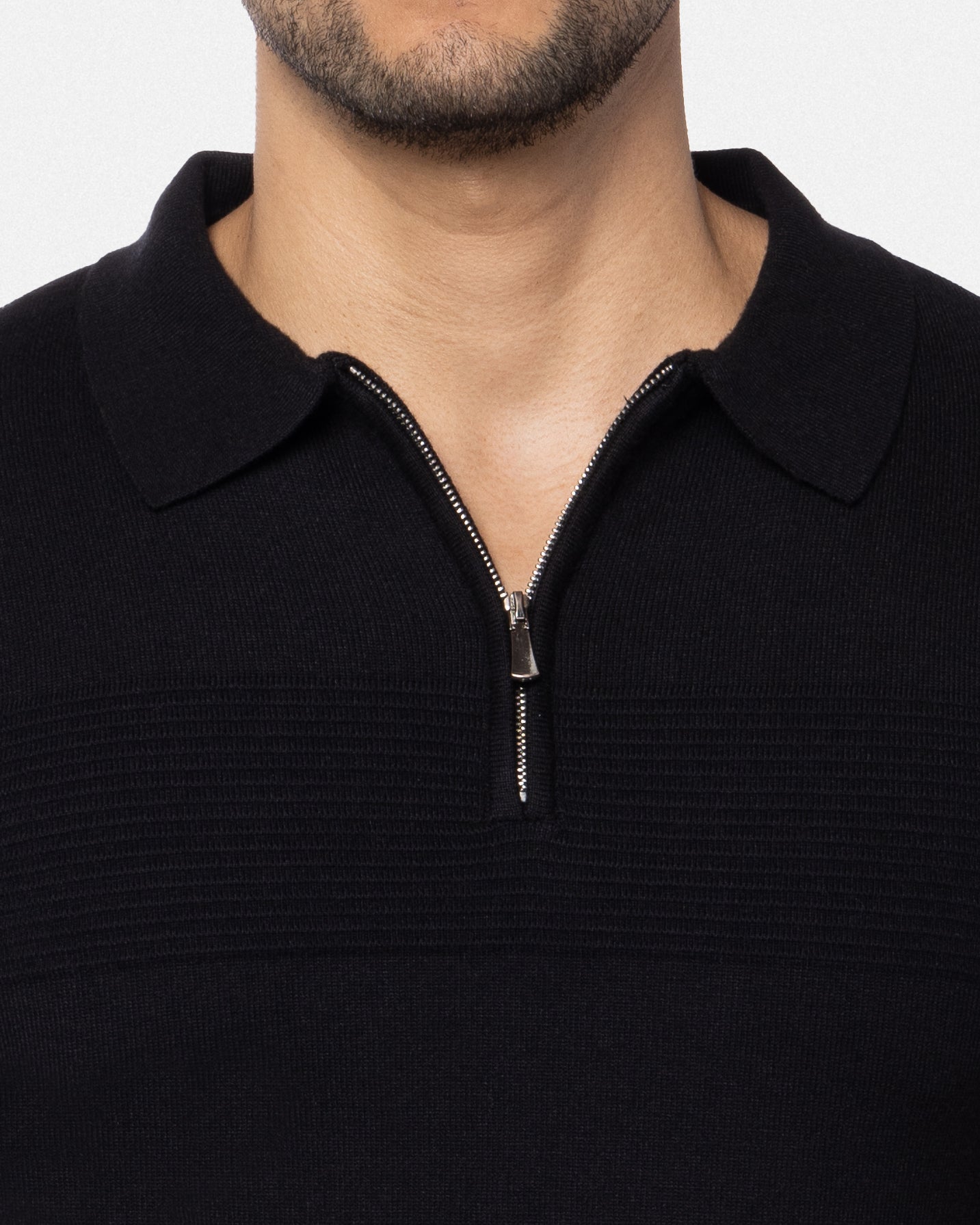 #SMW-32069 Ottoman Texture Zip Neck Sweater Polo-thumbmail-14