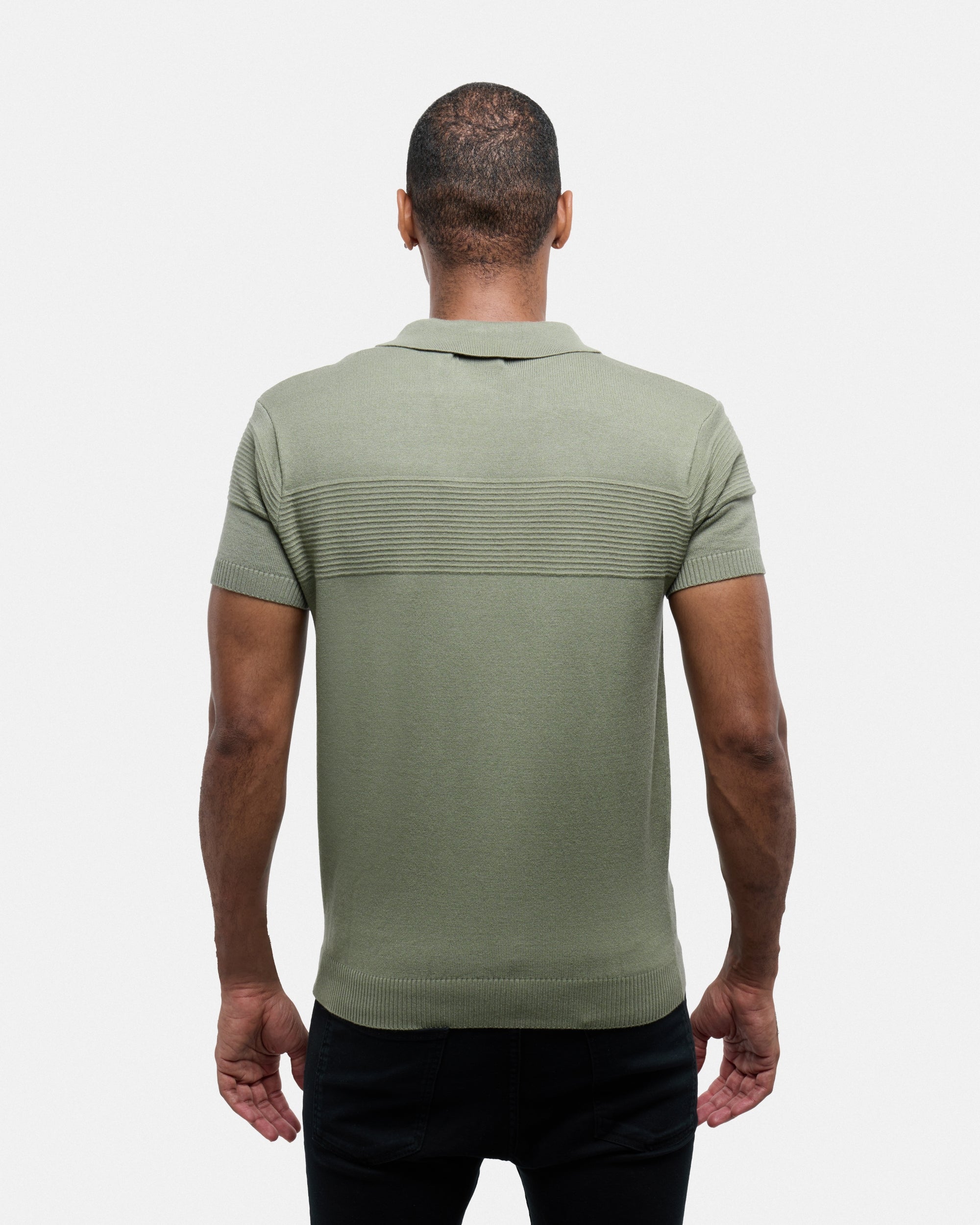 #SMW-32069 Ottoman Texture Zip Neck Sweater Polo