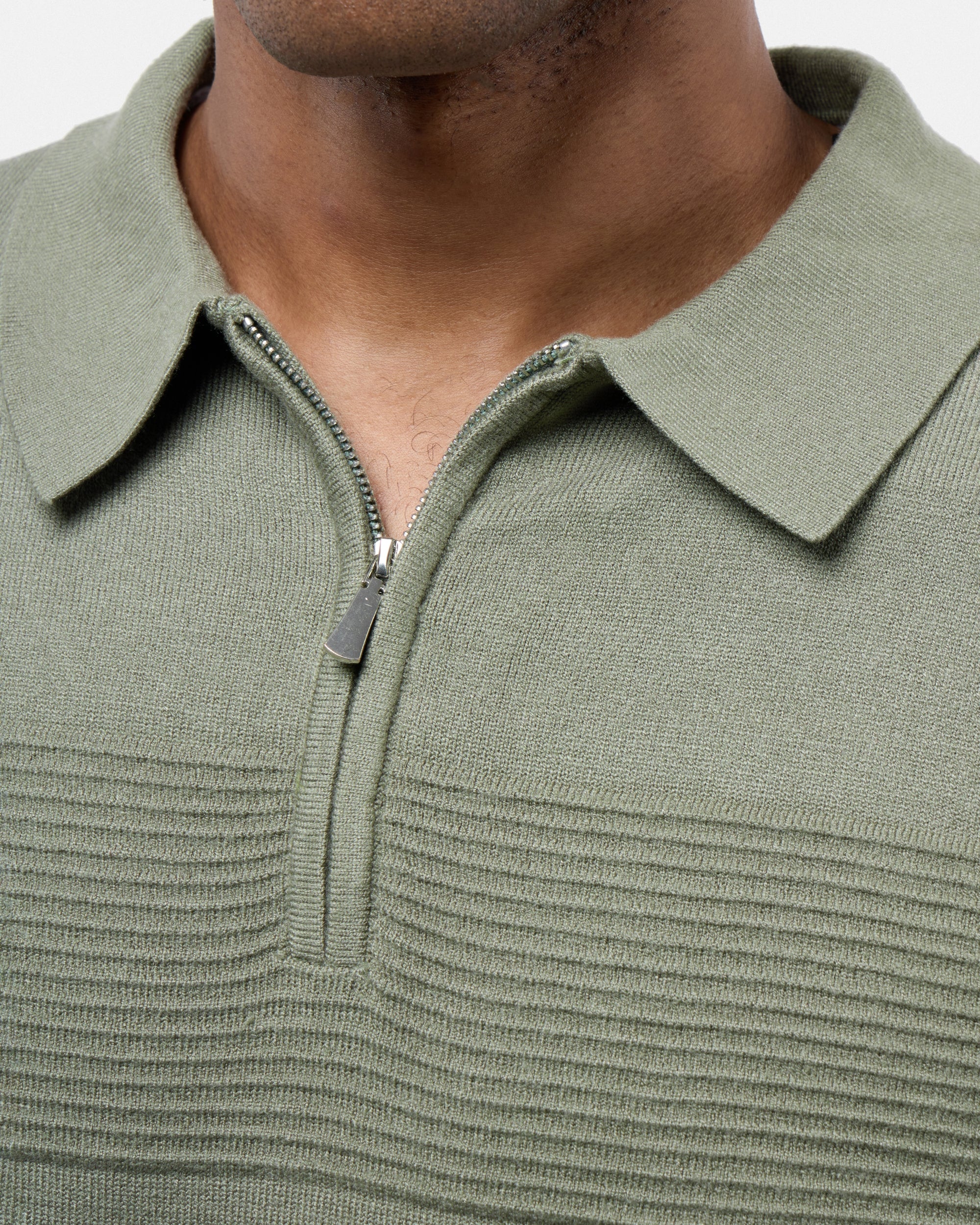 #SMW-32069 Ottoman Texture Zip Neck Sweater Polo-thumbmail-6