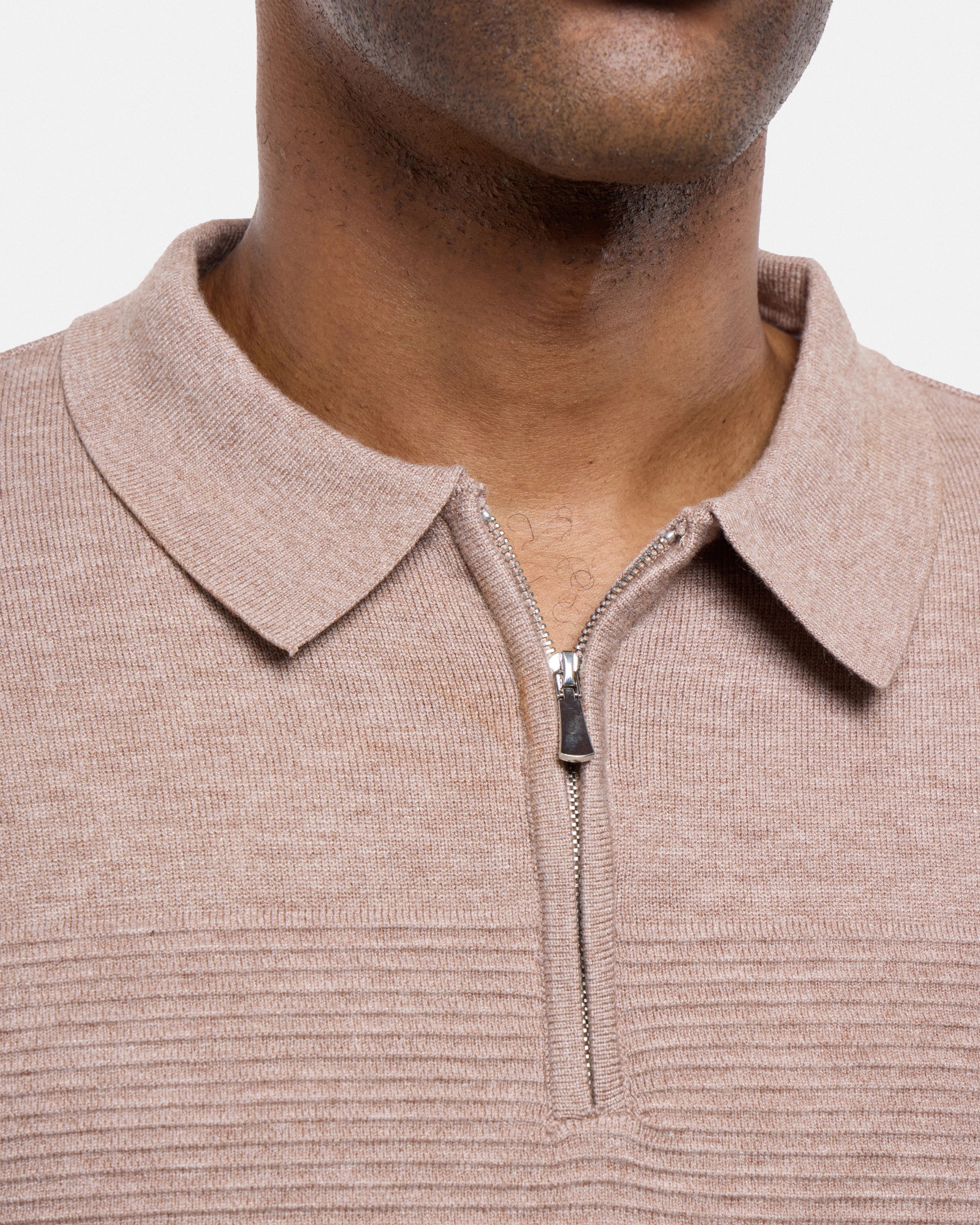 #SMW-32069 Ottoman Texture Zip Neck Sweater Polo-thumbmail-22