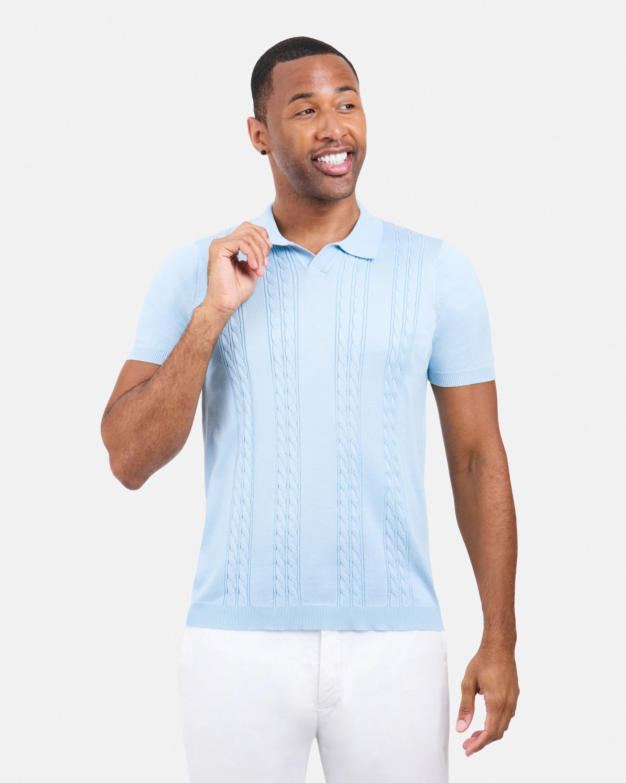 #SMW-33112 Cable Knit Johnny Sweater Polo-thumbmail-24