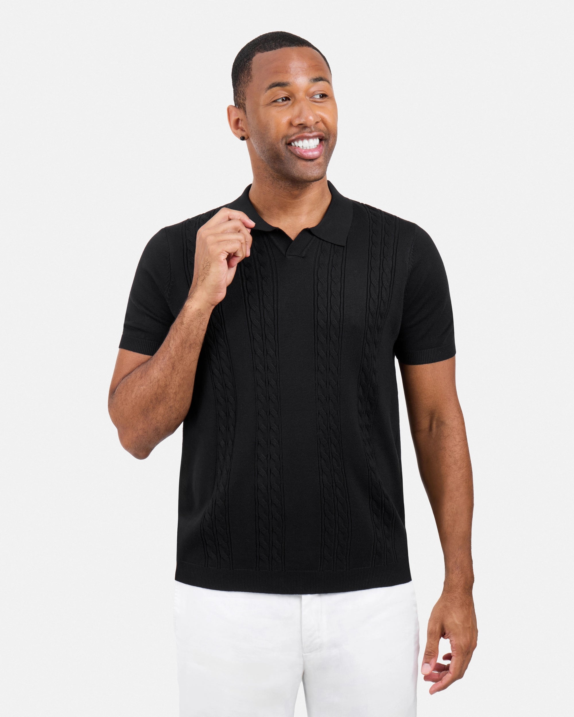 #SMW-33112 Cable Knit Johnny Sweater Polo-thumbmail-12