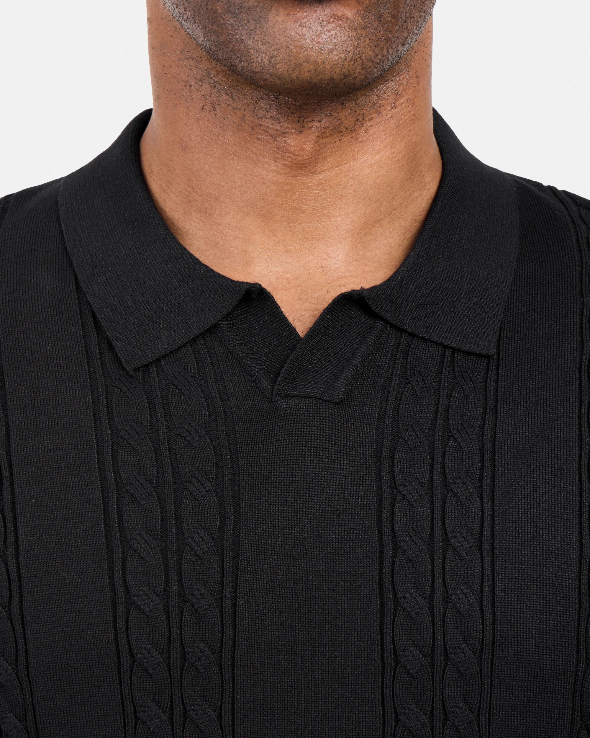 #SMW-33112 Cable Knit Johnny Sweater Polo-thumbmail-14