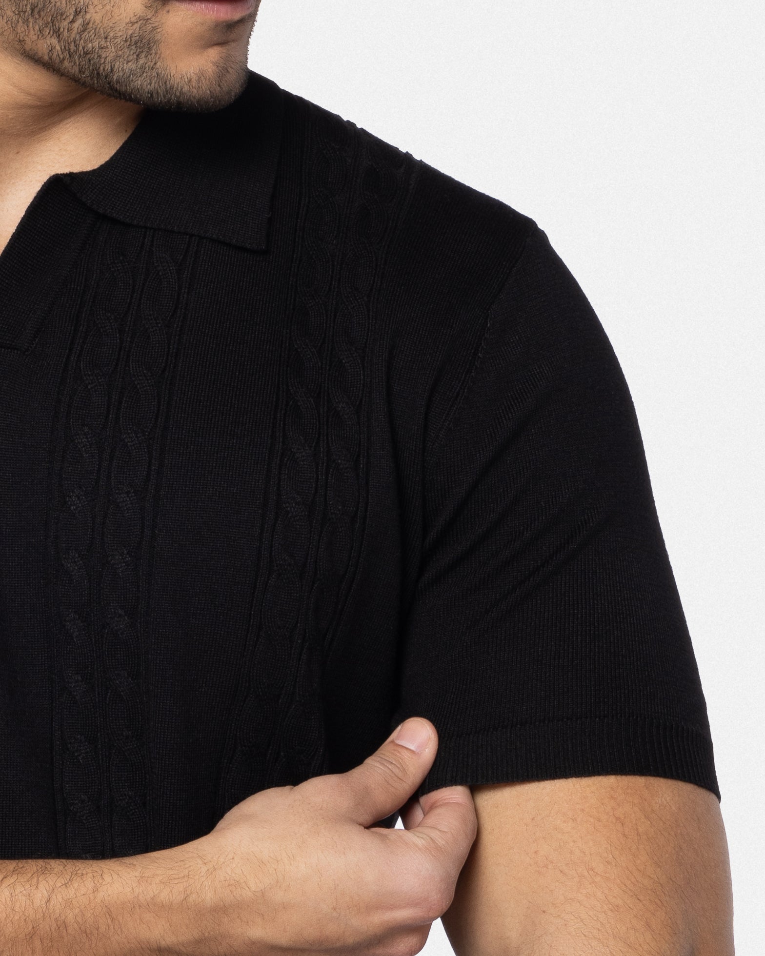 #SMW-33112 Cable Knit Johnny Sweater Polo-thumbmail-18