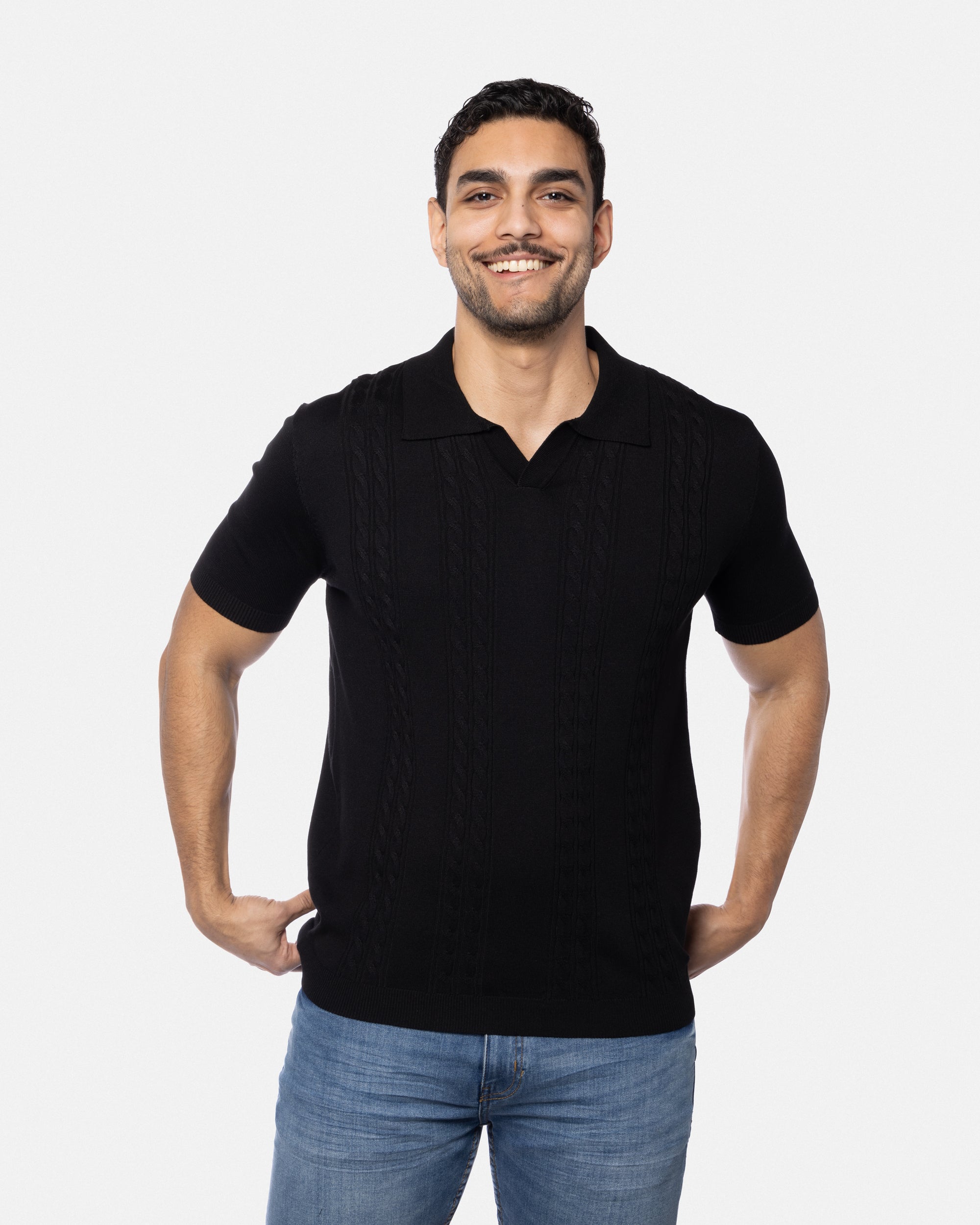 #SMW-33112 Cable Knit Johnny Sweater Polo-thumbmail-12