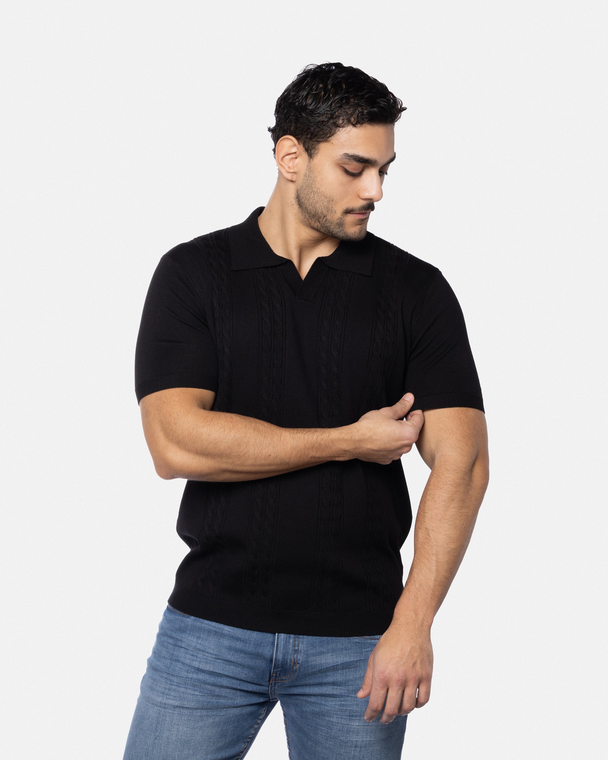 #SMW-33112 Cable Knit Johnny Sweater Polo-thumbmail-15