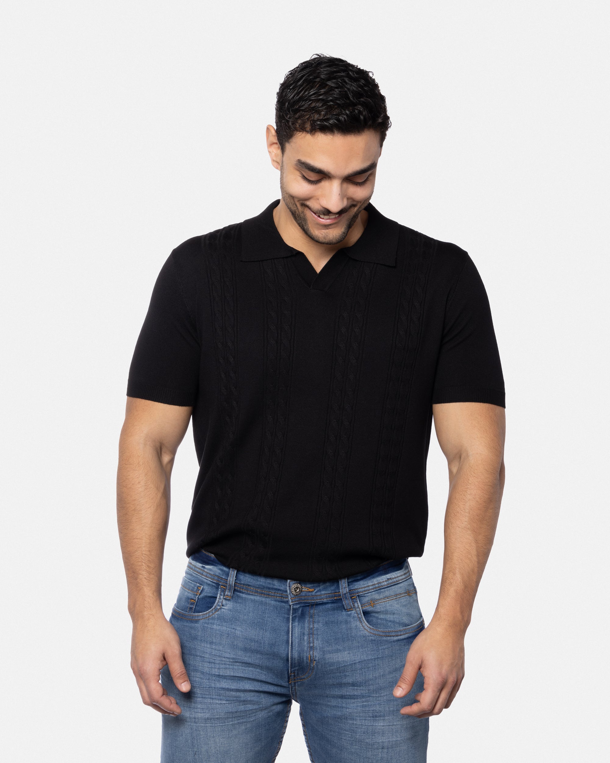 #SMW-33112 Cable Knit Johnny Sweater Polo-thumbmail-14