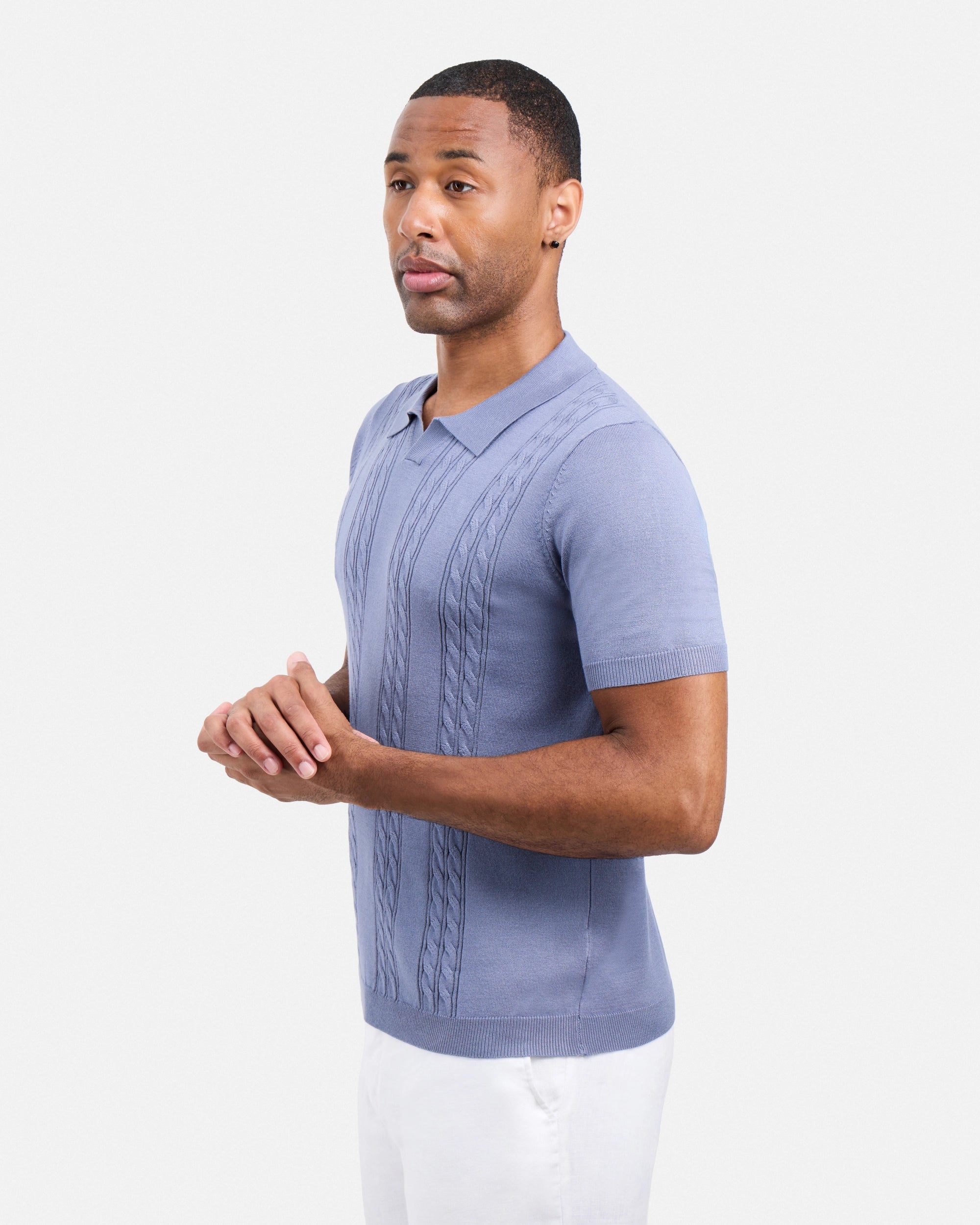 #SMW-33112 Cable Knit Johnny Sweater Polo-thumbmail-3